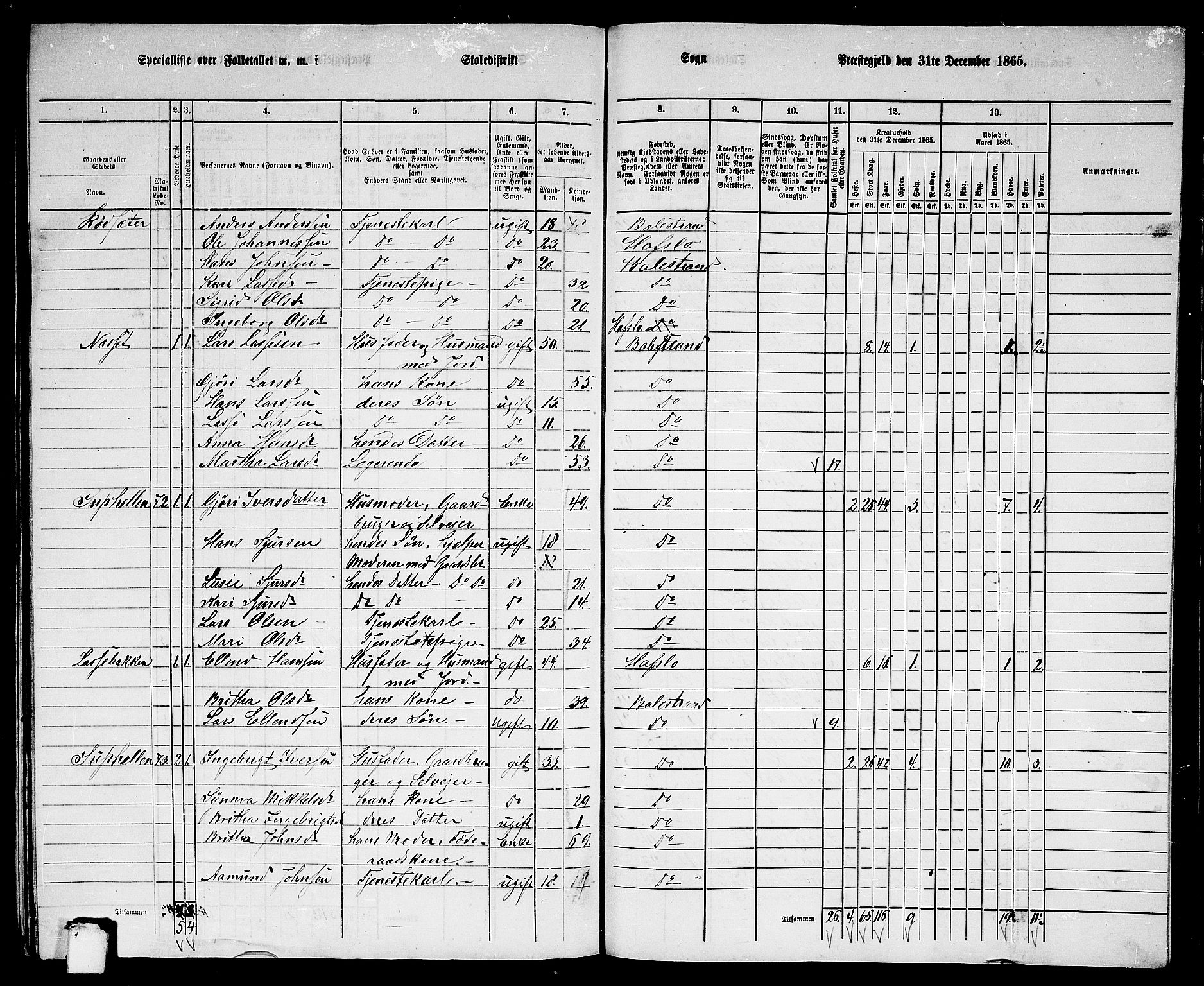 RA, Folketelling 1865 for 1418P Balestrand prestegjeld, 1865, s. 80