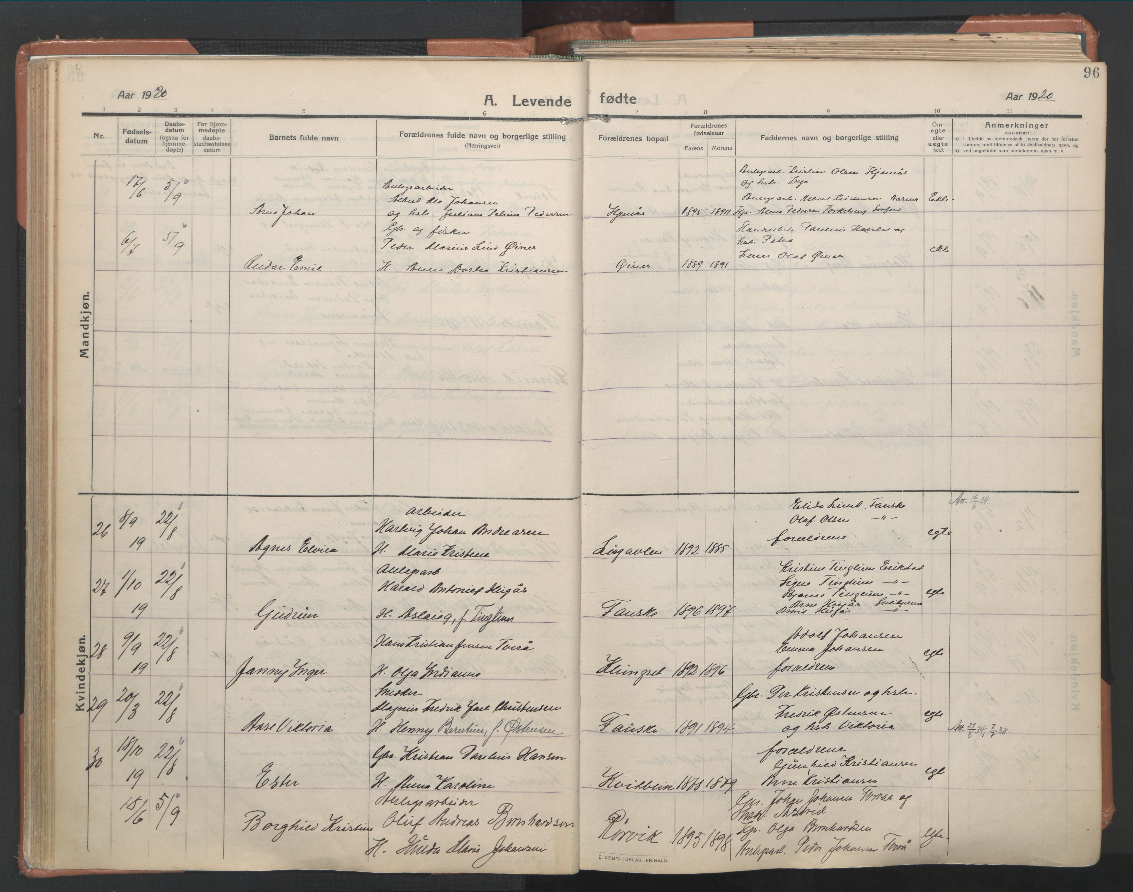 Ministerialprotokoller, klokkerbøker og fødselsregistre - Nordland, AV/SAT-A-1459/849/L0698: Ministerialbok nr. 849A09, 1911-1924, s. 96