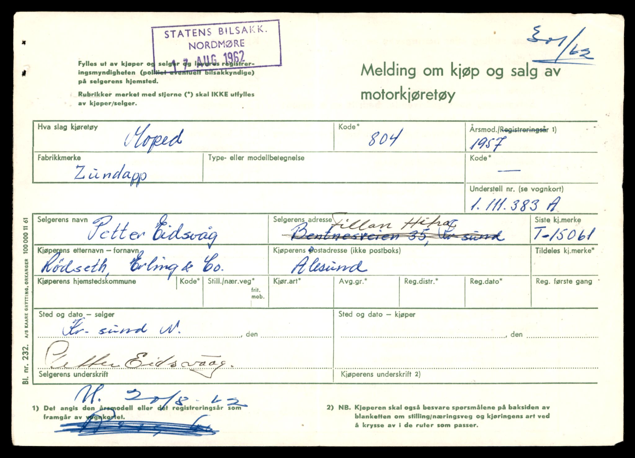 Møre og Romsdal vegkontor - Ålesund trafikkstasjon, AV/SAT-A-4099/F/Fe/L0049: Registreringskort for kjøretøy T 14864 - T 18613, 1927-1998, s. 3253
