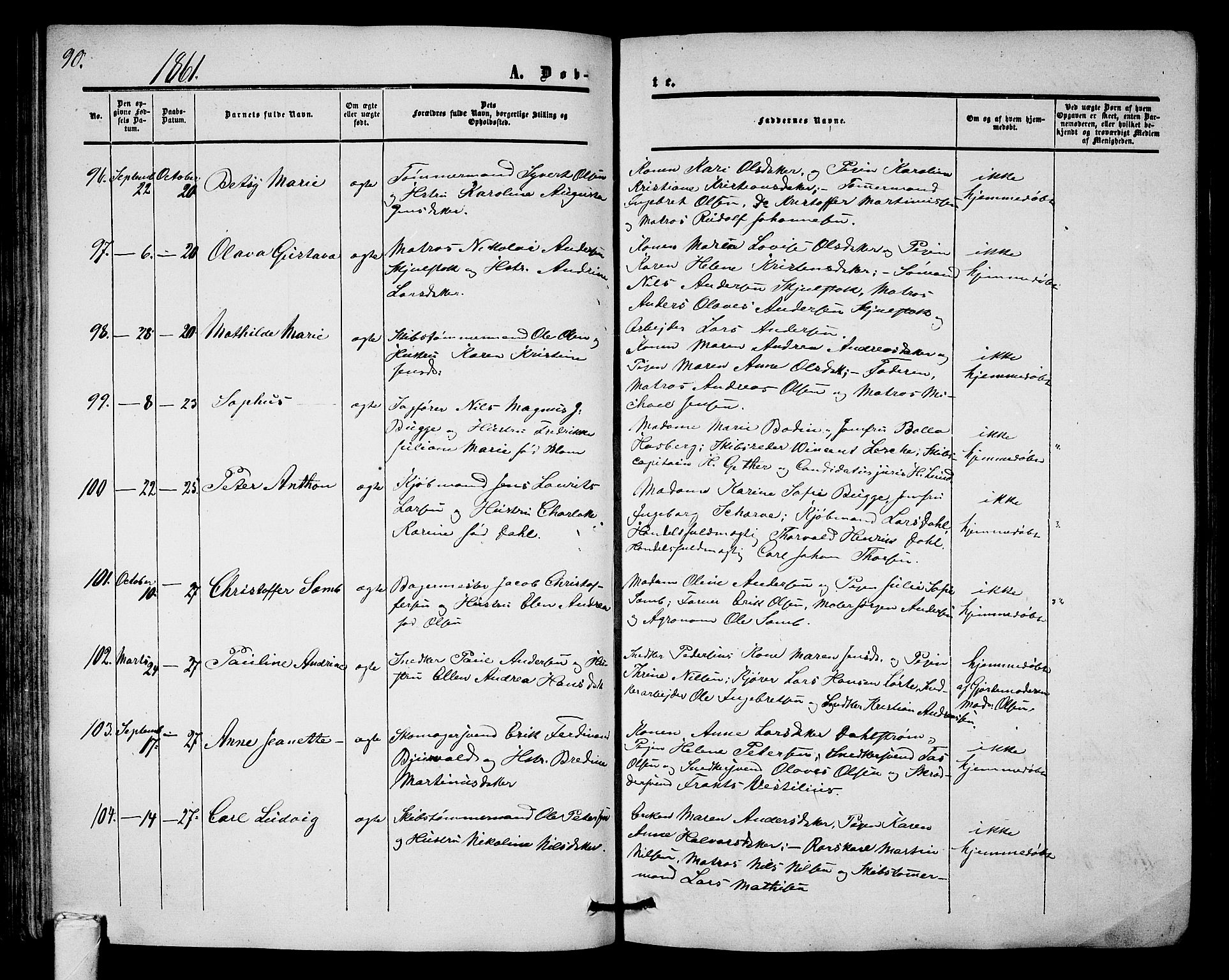Tønsberg kirkebøker, AV/SAKO-A-330/G/Ga/L0003: Klokkerbok nr. 3, 1855-1864, s. 90