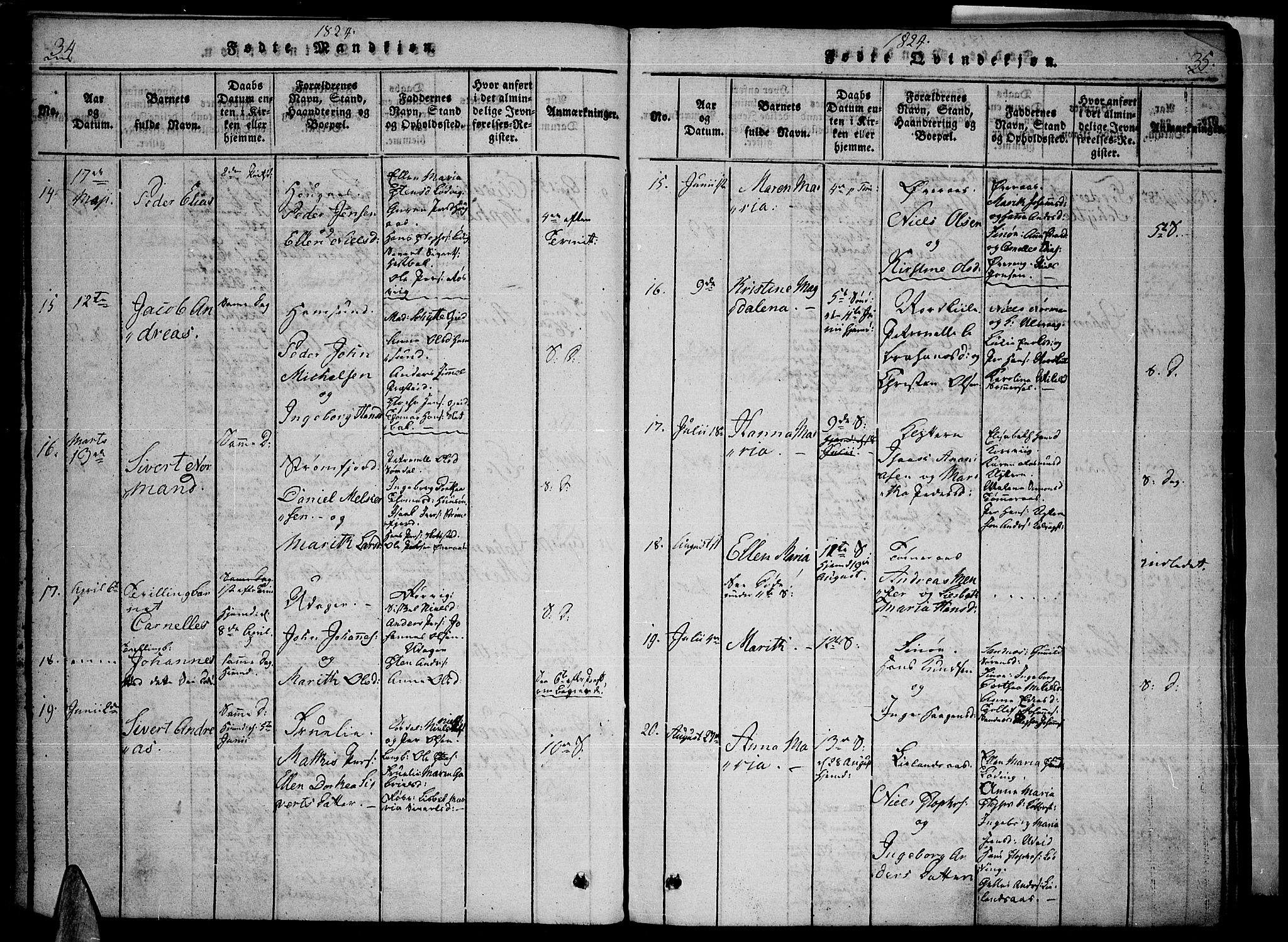 Ministerialprotokoller, klokkerbøker og fødselsregistre - Nordland, AV/SAT-A-1459/859/L0842: Ministerialbok nr. 859A02, 1821-1839, s. 34-35