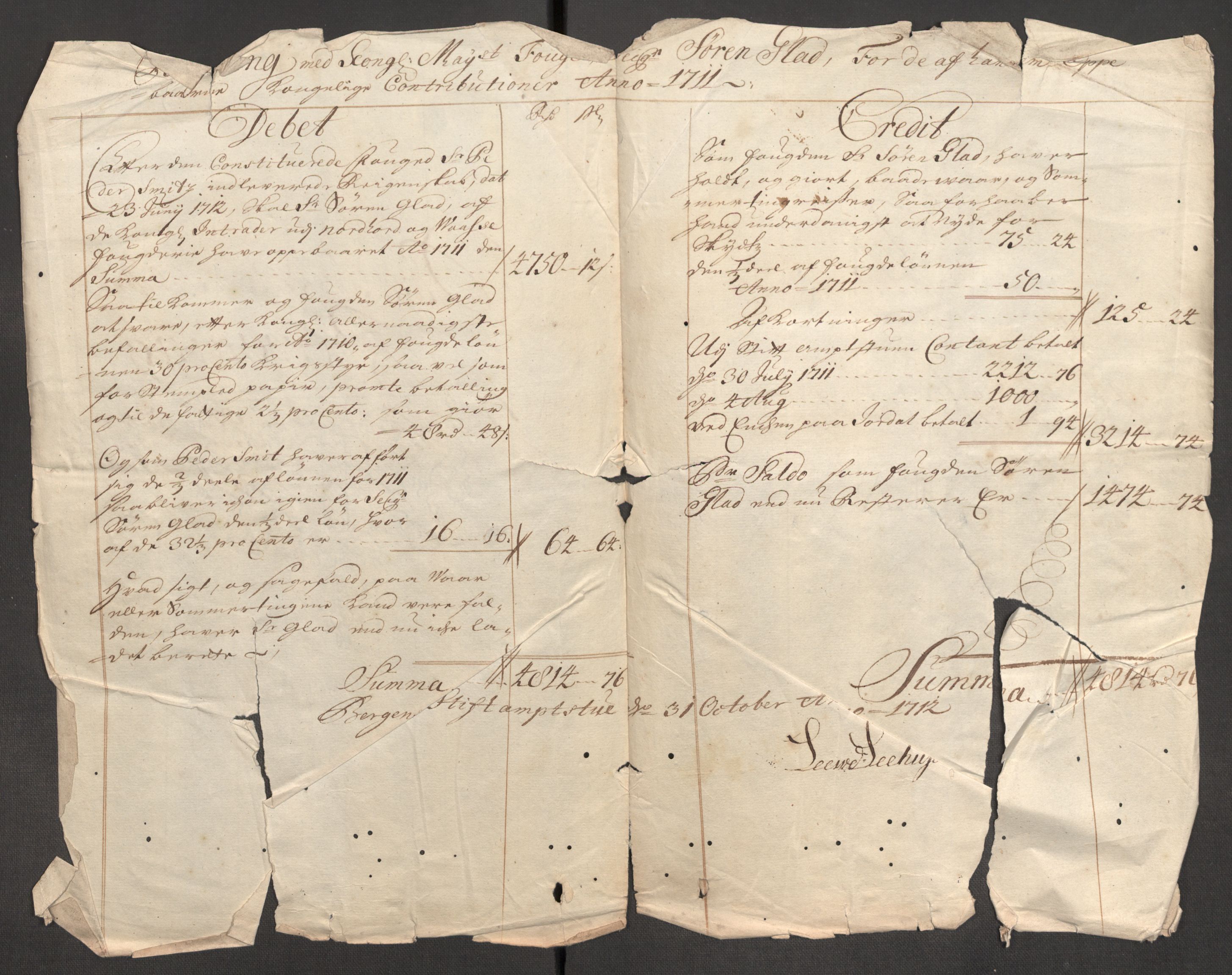 Rentekammeret inntil 1814, Reviderte regnskaper, Fogderegnskap, AV/RA-EA-4092/R51/L3192: Fogderegnskap Nordhordland og Voss, 1711, s. 374