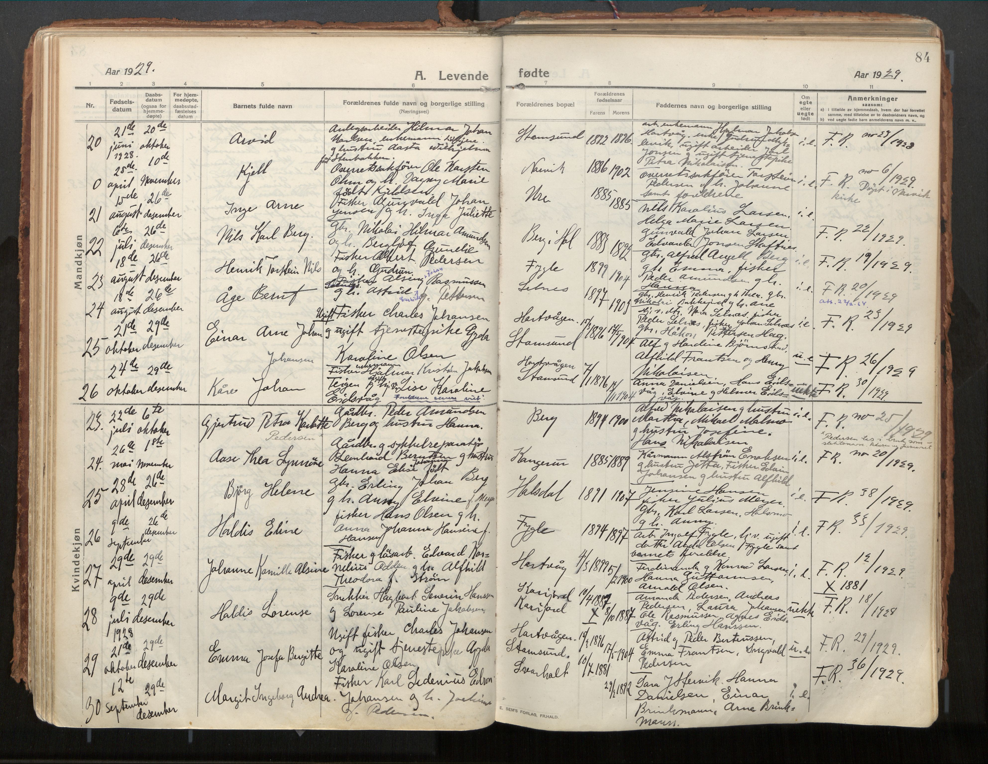 Ministerialprotokoller, klokkerbøker og fødselsregistre - Nordland, AV/SAT-A-1459/882/L1181: Ministerialbok nr. 882A03, 1913-1937, s. 84