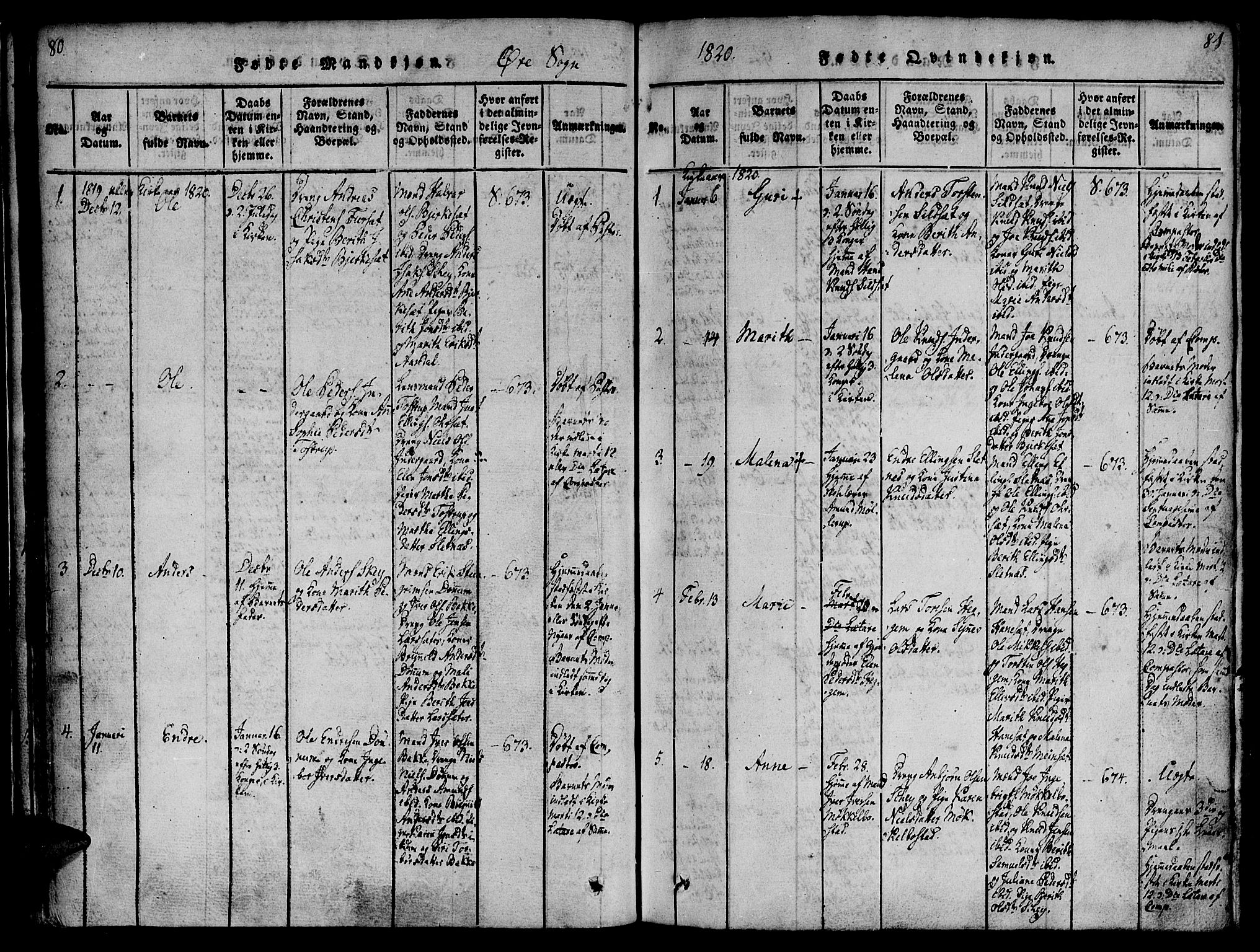 Ministerialprotokoller, klokkerbøker og fødselsregistre - Møre og Romsdal, AV/SAT-A-1454/586/L0982: Ministerialbok nr. 586A08, 1819-1829, s. 80-81