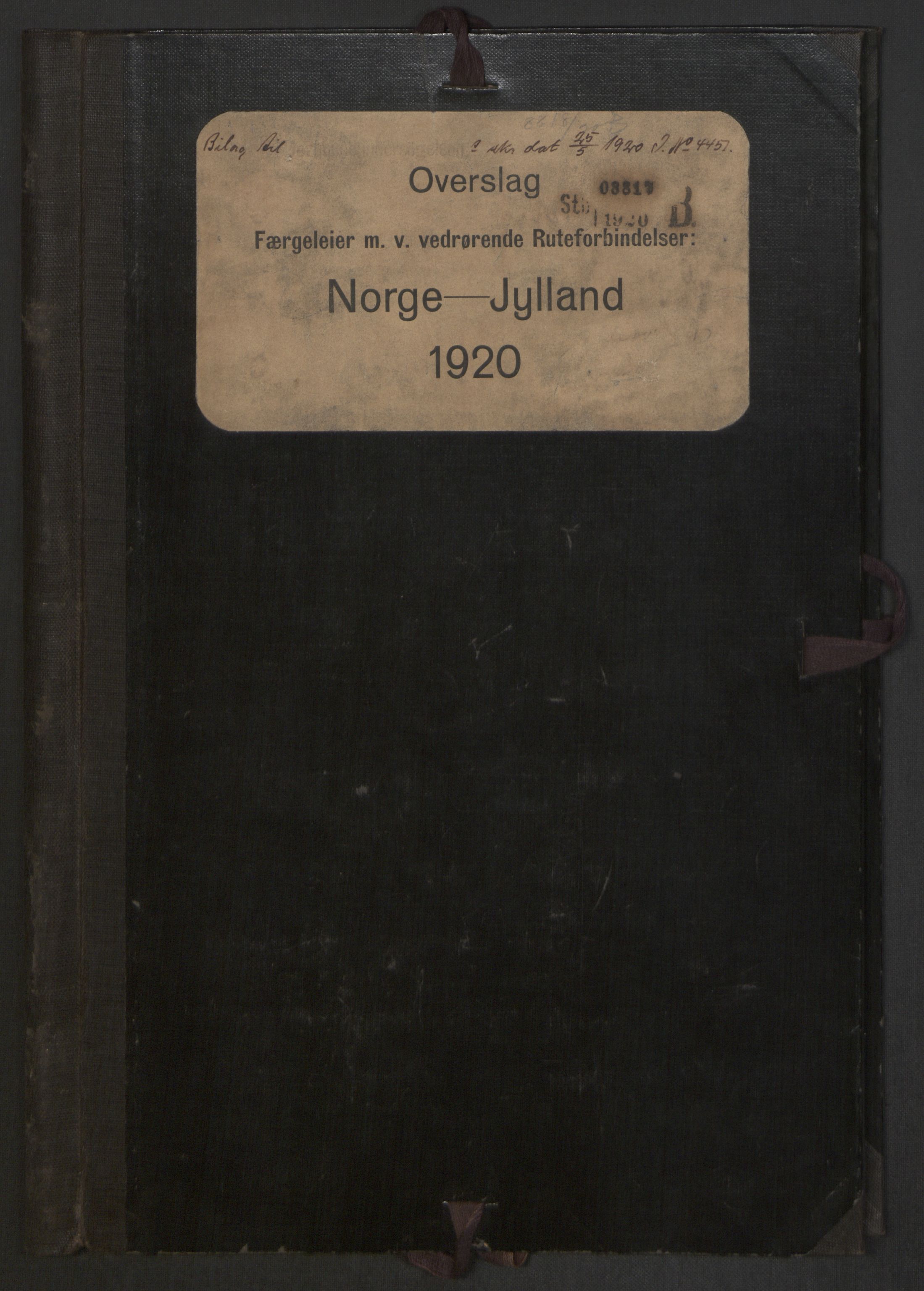 Norges Statsbaner, Baneavdelingen B, RA/S-1619/1/F/Fa/L0042: NORGE-JYLLAND, 1920, s. 211