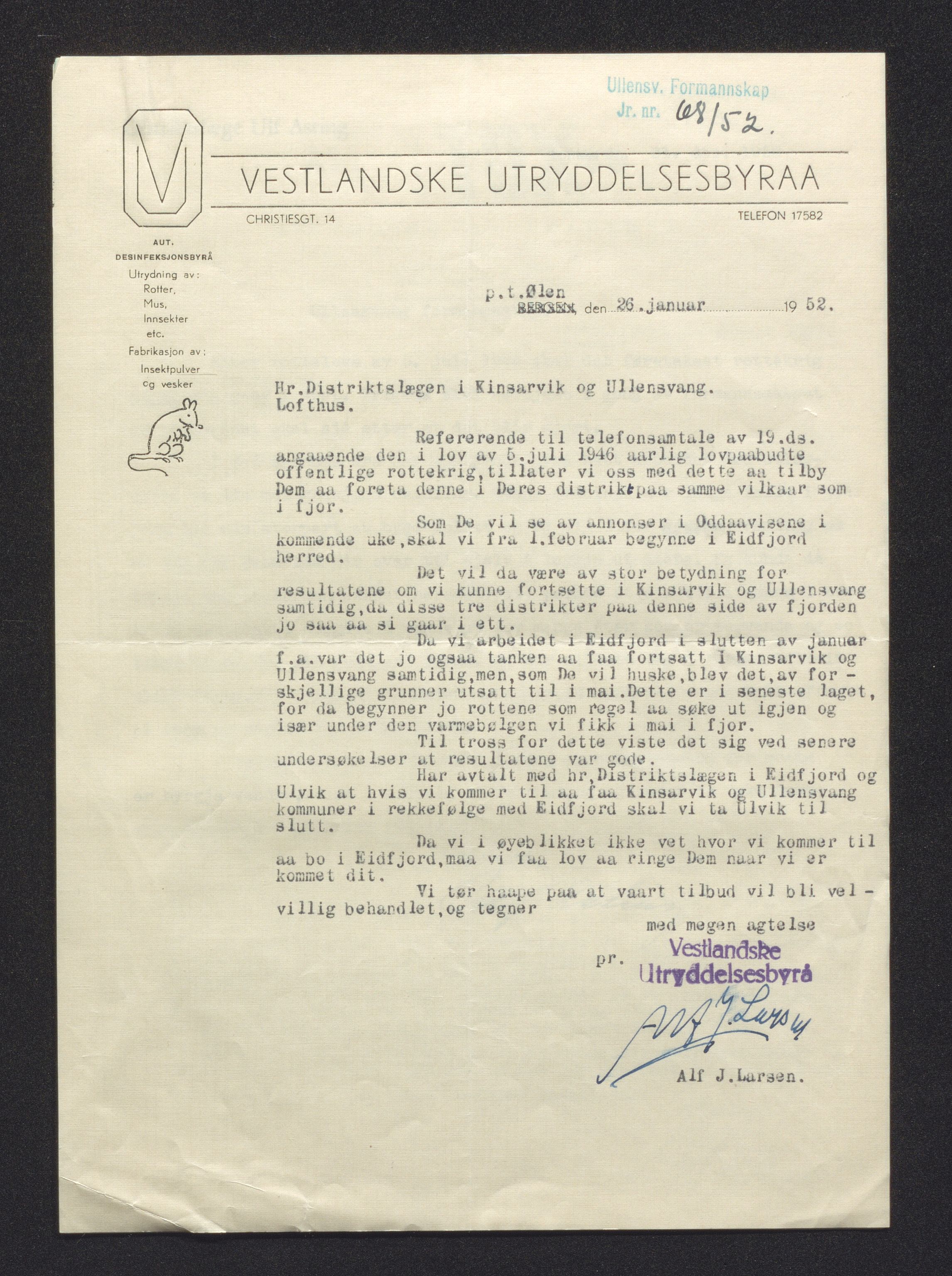 Ullensvang herad. Formannskapet , IKAH/1231b-021/D/Dc/L0008/0001: Saksarkiv systematisk ordna etter NHF arkivnøkkel 1950 / Rottekrig , 1953-1958