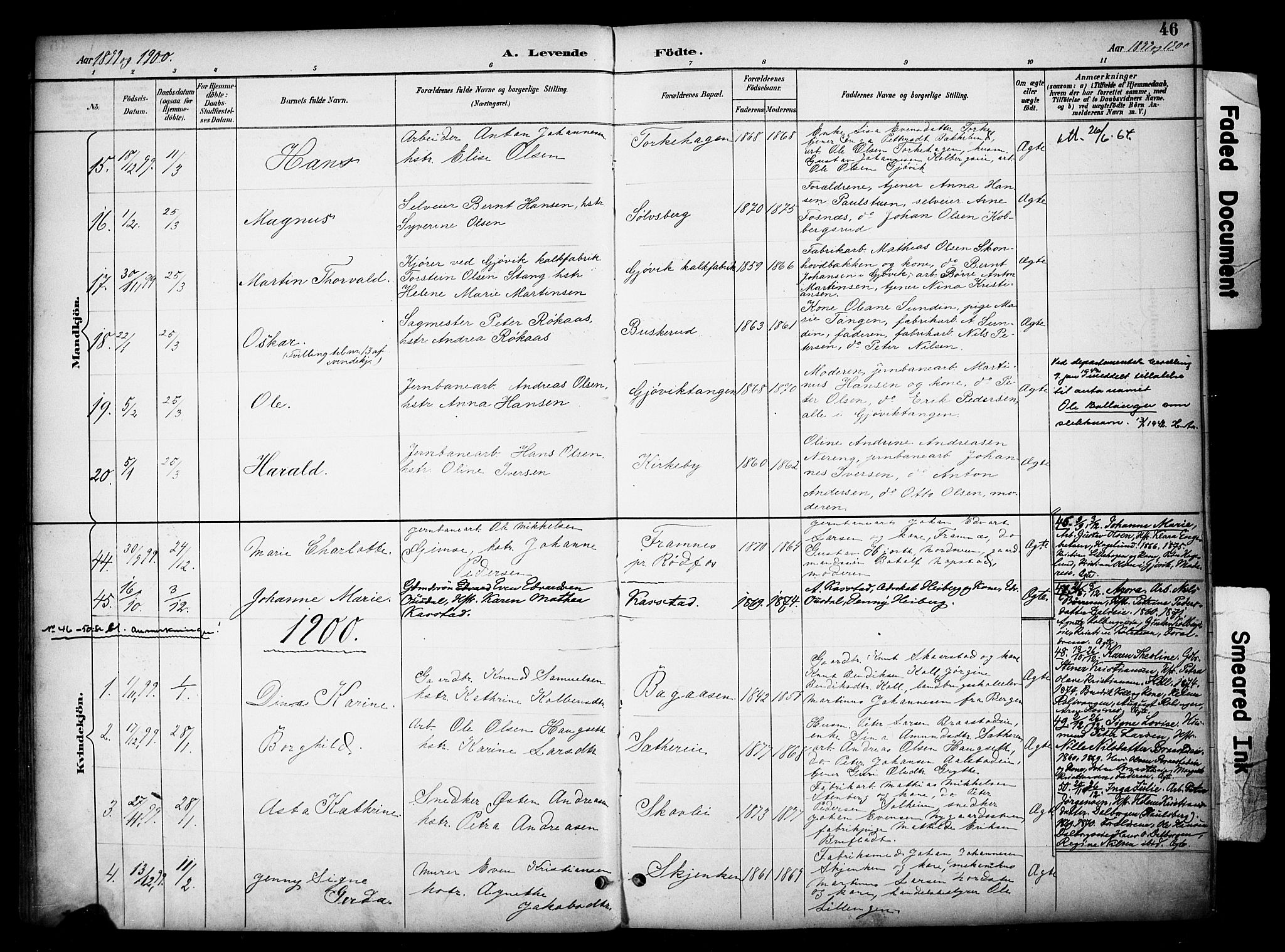 Vardal prestekontor, AV/SAH-PREST-100/H/Ha/Haa/L0012: Ministerialbok nr. 12, 1893-1904, s. 46