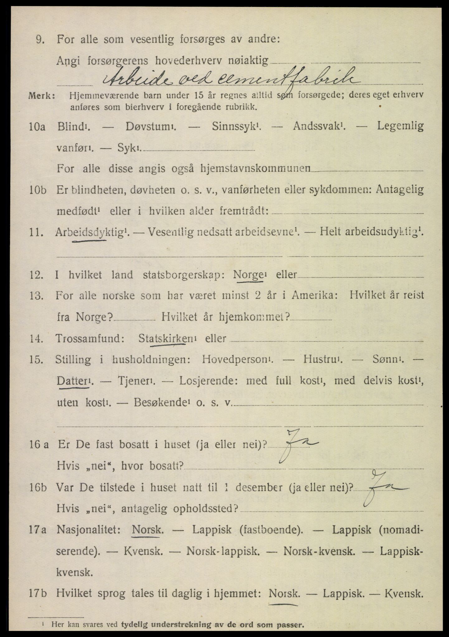 SAT, Folketelling 1920 for 1849 Hamarøy herred, 1920, s. 2009