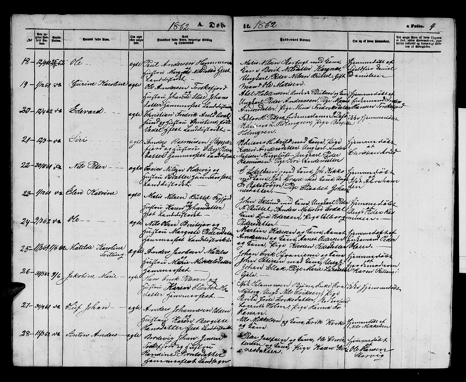 Hammerfest sokneprestkontor, AV/SATØ-S-1347/H/Hb/L0003.klokk: Klokkerbok nr. 3 /1, 1862-1868, s. 4