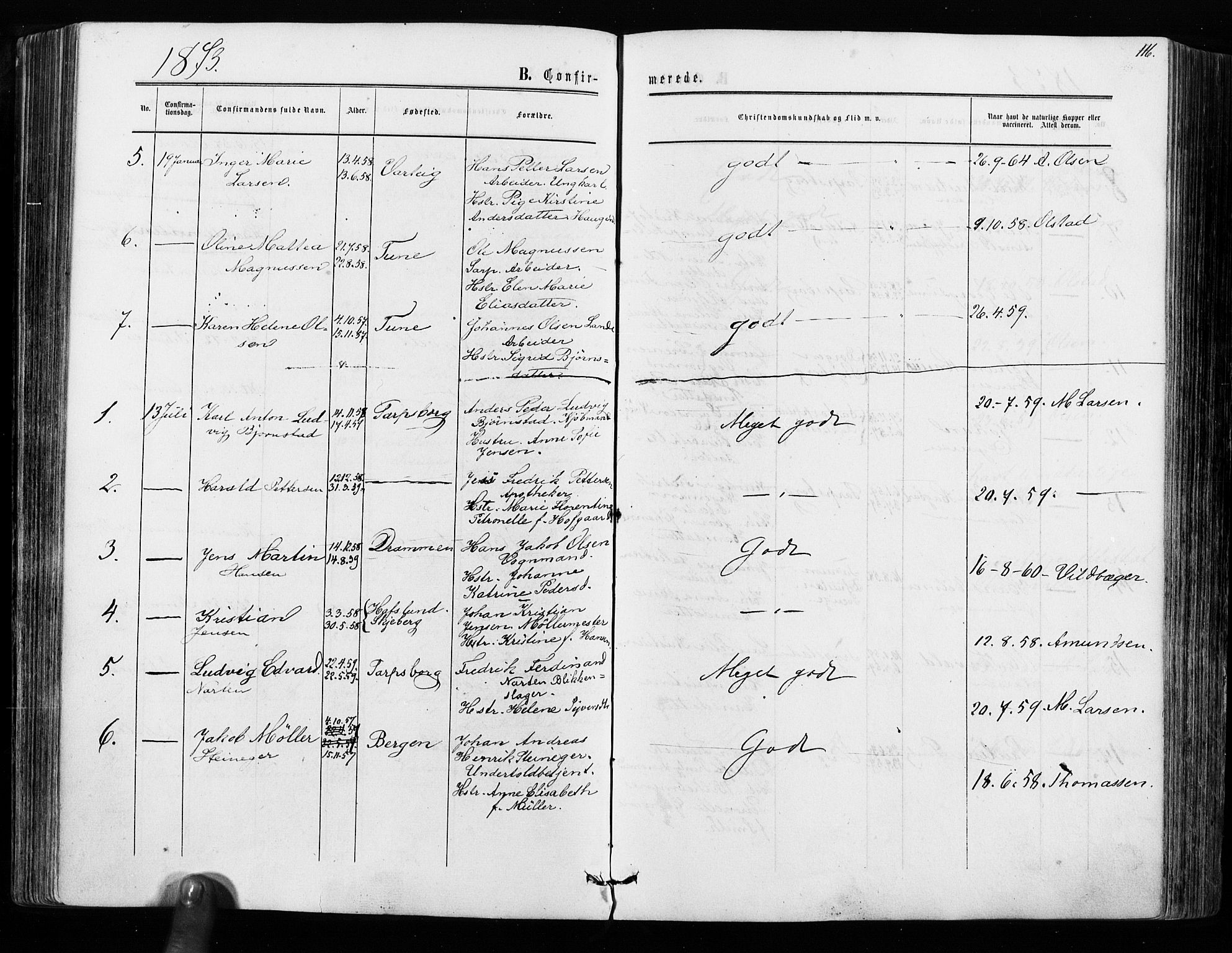 Sarpsborg prestekontor Kirkebøker, AV/SAO-A-2006/F/Fa/L0002: Ministerialbok nr. 2, 1869-1877, s. 116