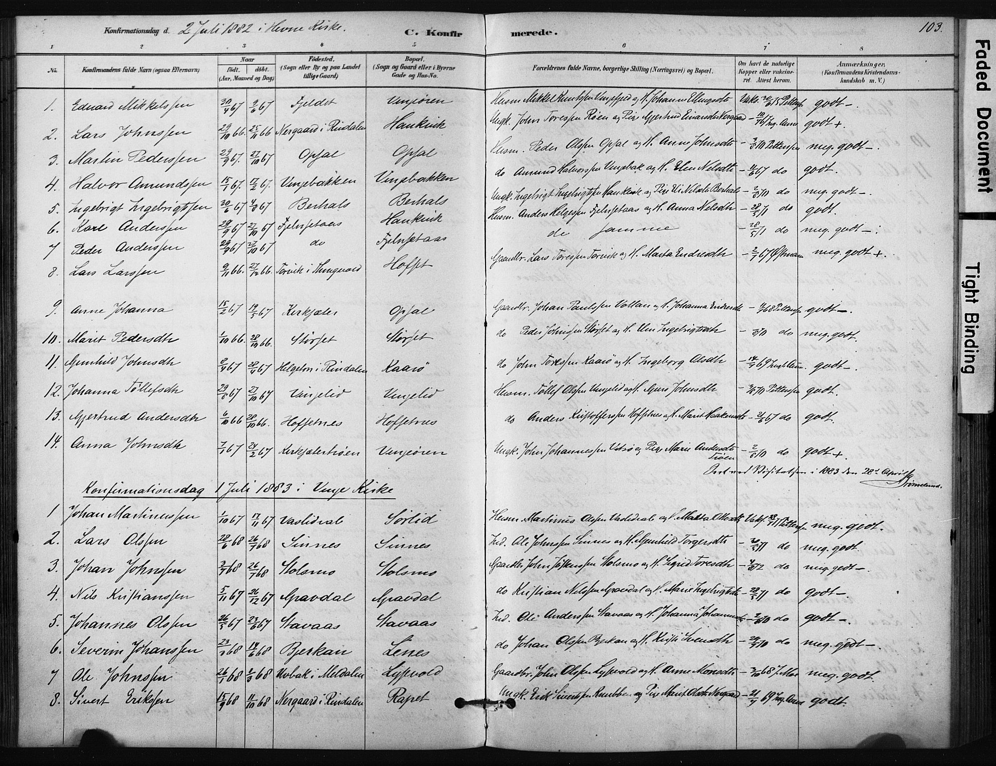 Ministerialprotokoller, klokkerbøker og fødselsregistre - Sør-Trøndelag, AV/SAT-A-1456/631/L0512: Ministerialbok nr. 631A01, 1879-1912, s. 103