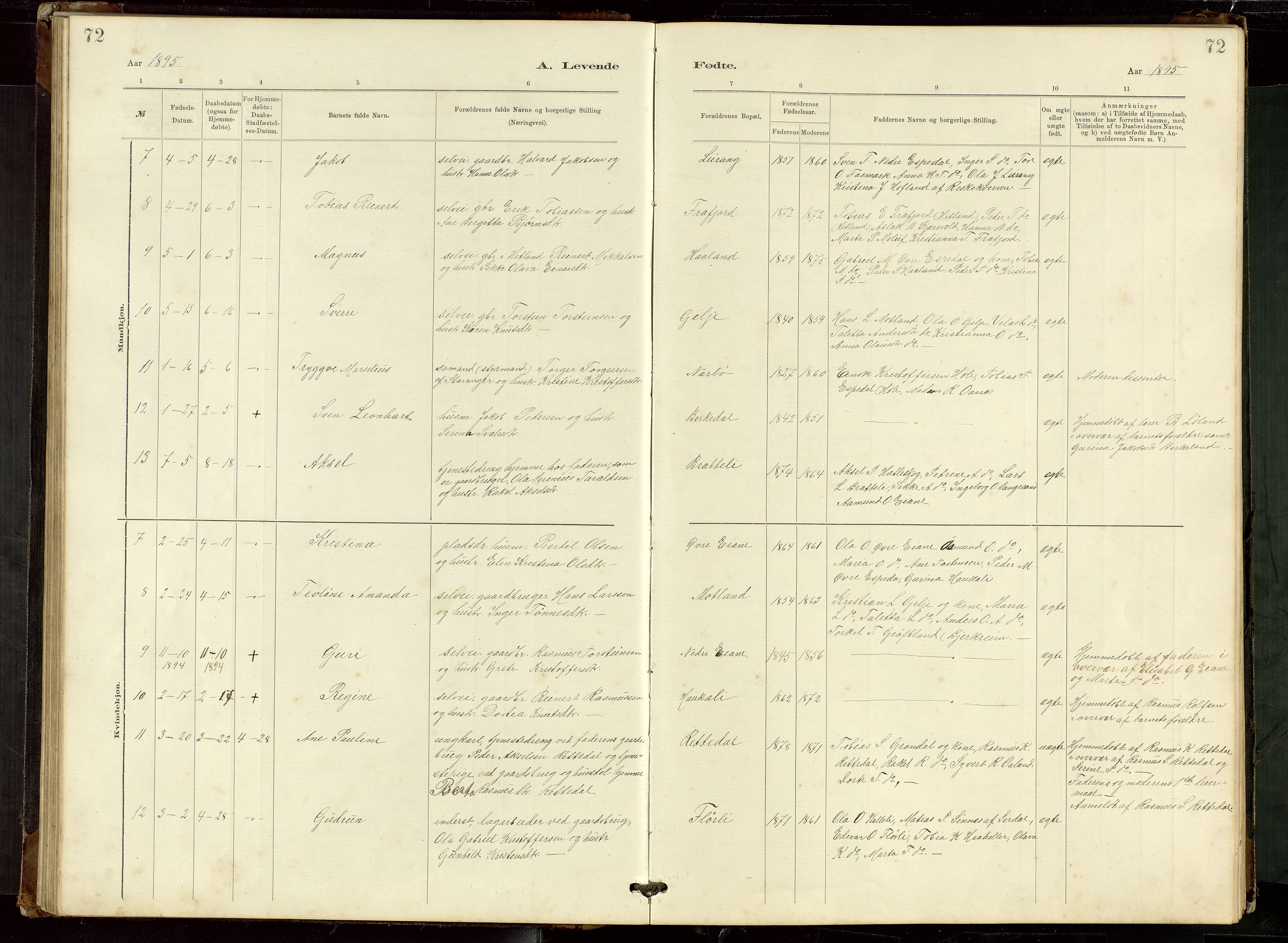 Høgsfjord sokneprestkontor, AV/SAST-A-101624/H/Ha/Hab/L0009: Klokkerbok nr. B 9, 1883-1920, s. 72