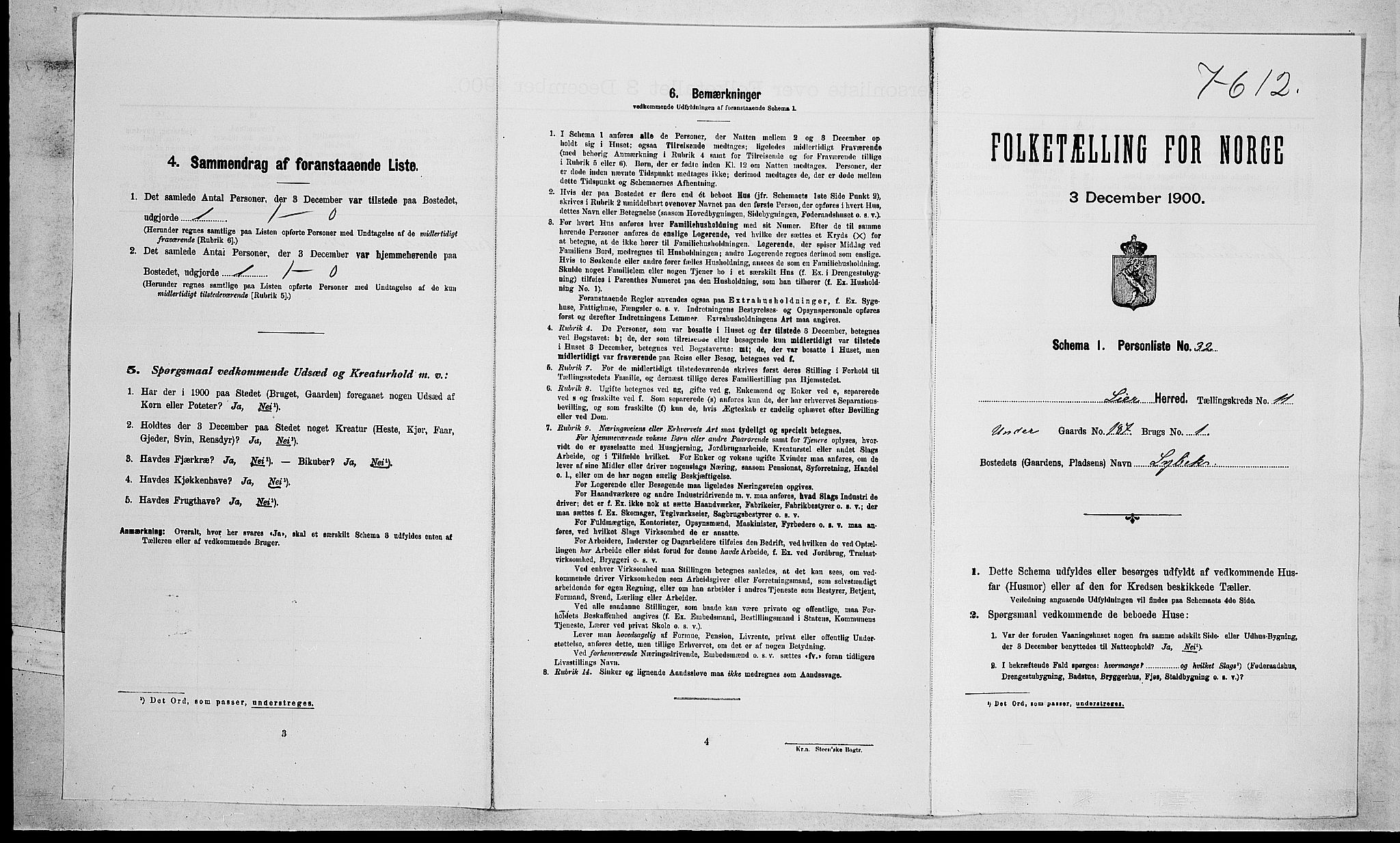 RA, Folketelling 1900 for 0626 Lier herred, 1900, s. 1966