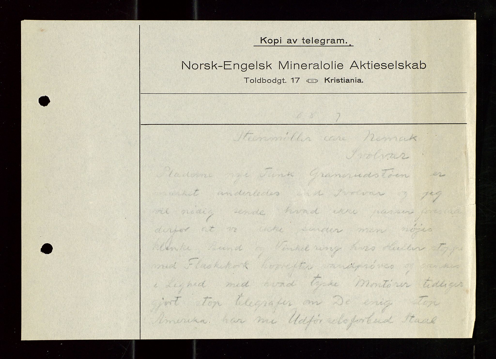 Pa 1521 - A/S Norske Shell, SAST/A-101915/E/Ea/Eaa/L0020: Sjefskorrespondanse, 1917, s. 234