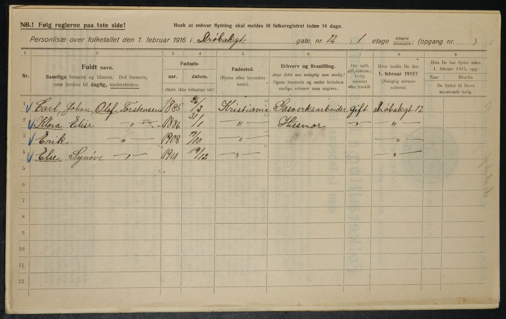 OBA, Kommunal folketelling 1.2.1916 for Kristiania, 1916, s. 17502