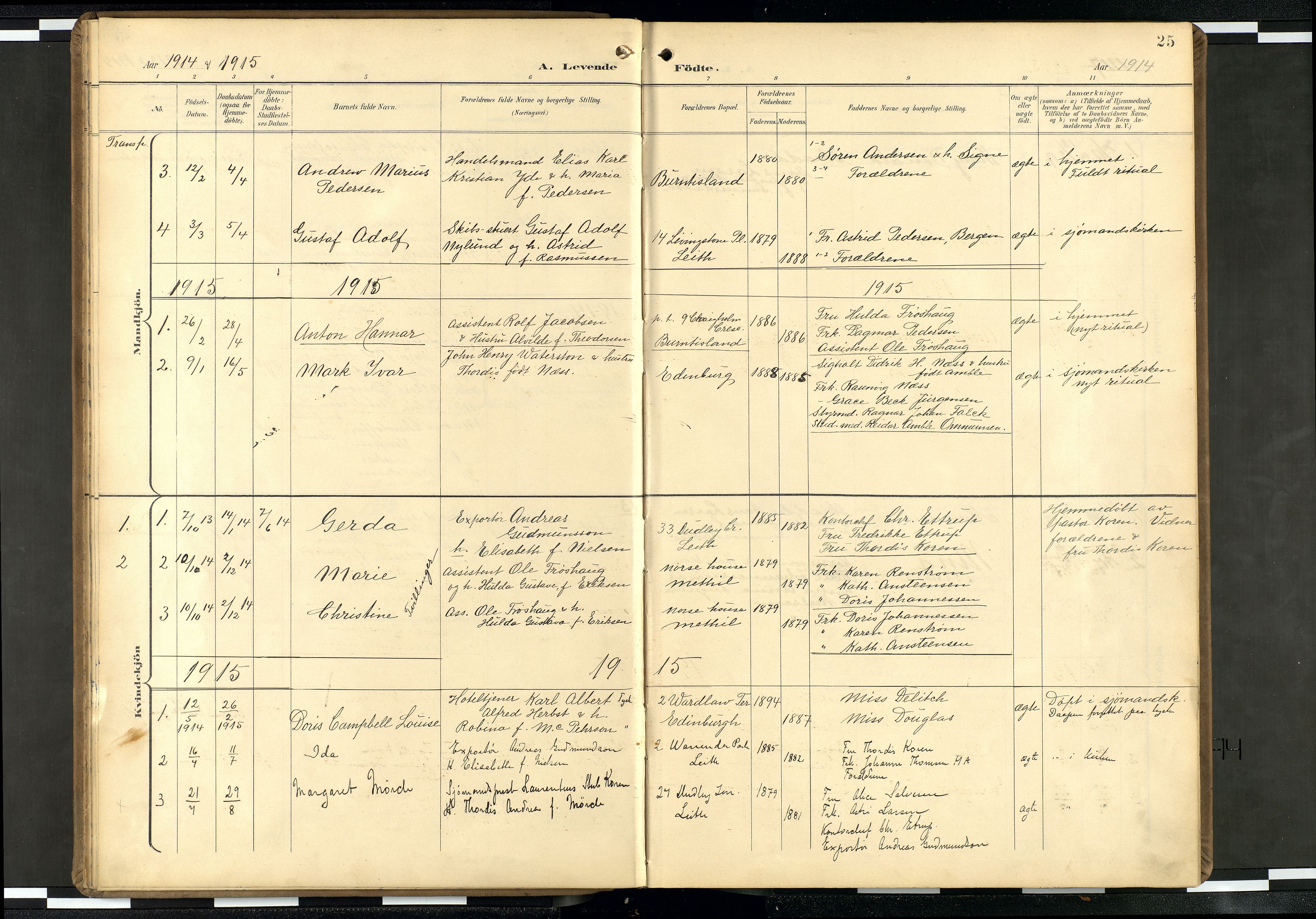 Den norske sjømannsmisjon i utlandet/Skotske havner (Leith, Glasgow), AV/SAB-SAB/PA-0100/H/Ha/Haa/L0004: Ministerialbok nr. A 4, 1899-1949, s. 24b-25a