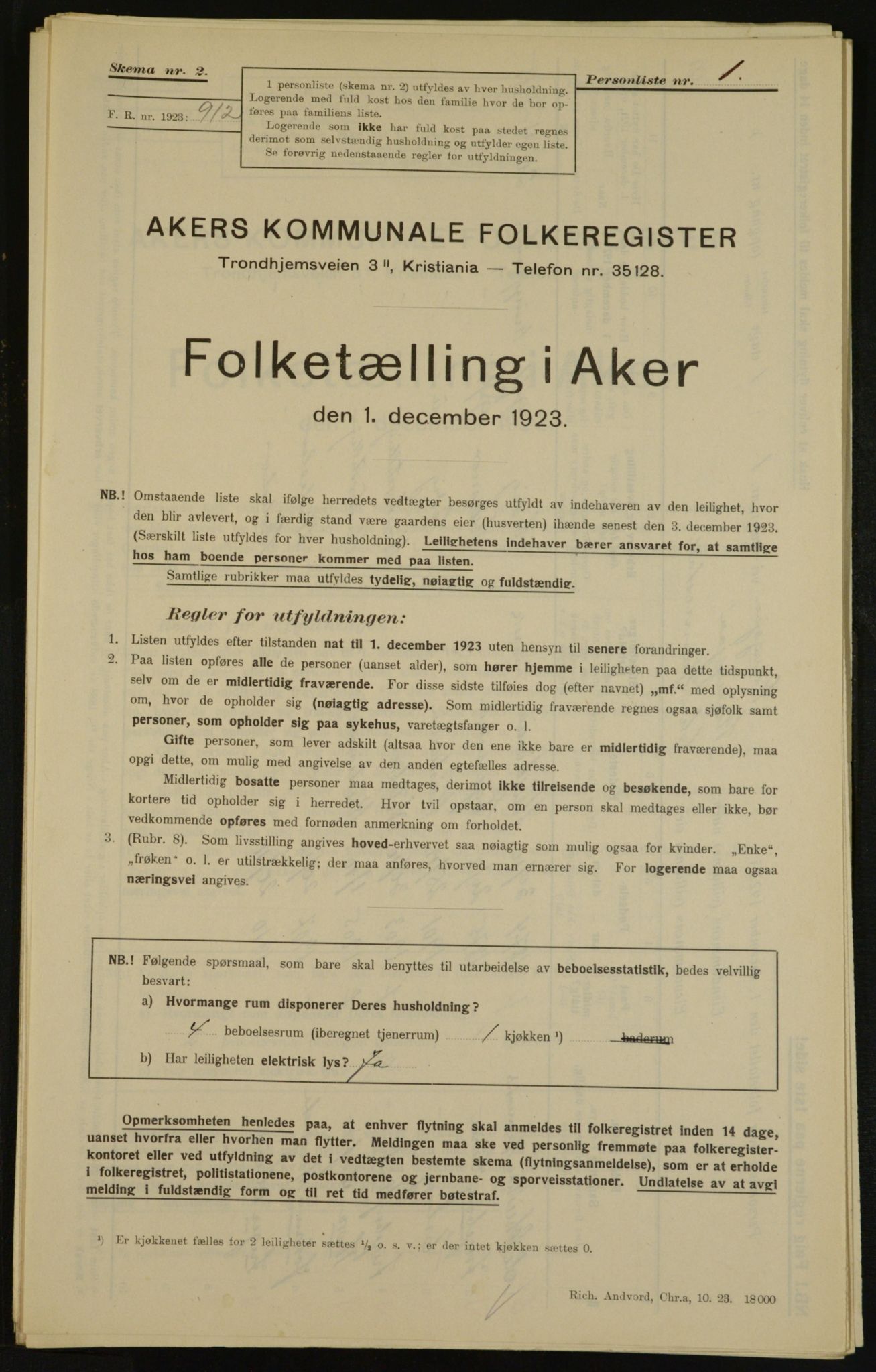 , Kommunal folketelling 1.12.1923 for Aker, 1923, s. 28416