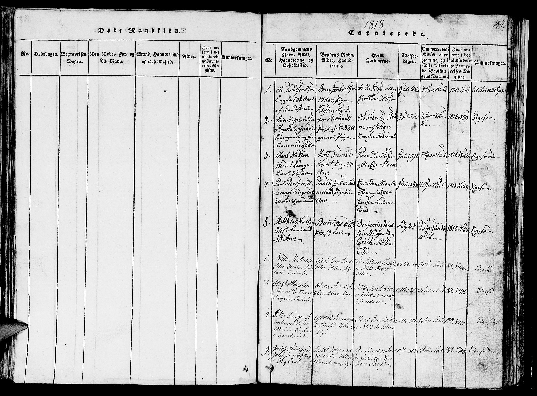 Ministerialprotokoller, klokkerbøker og fødselsregistre - Sør-Trøndelag, SAT/A-1456/657/L0714: Klokkerbok nr. 657C01, 1818-1868, s. 184