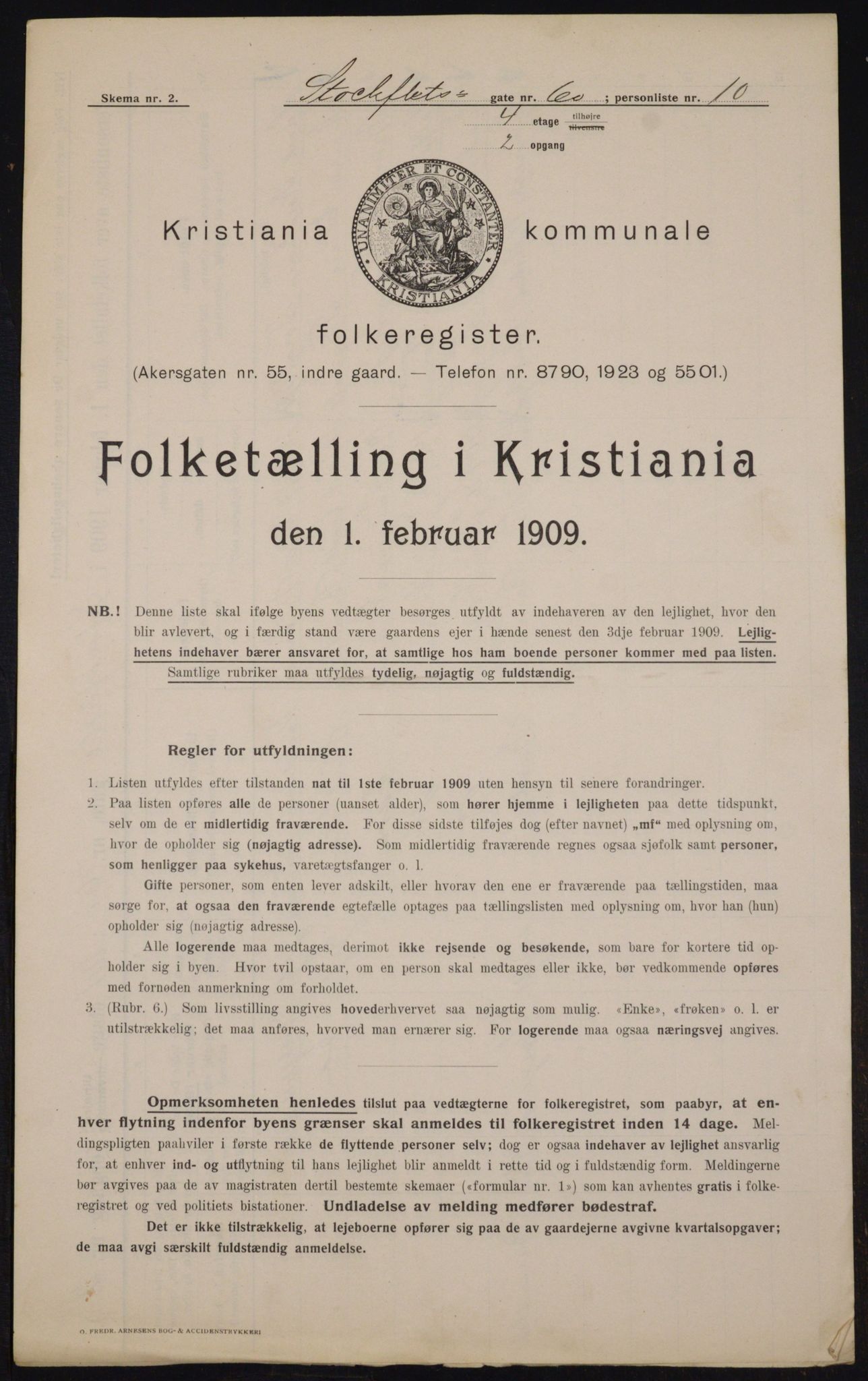 OBA, Kommunal folketelling 1.2.1909 for Kristiania kjøpstad, 1909, s. 92584