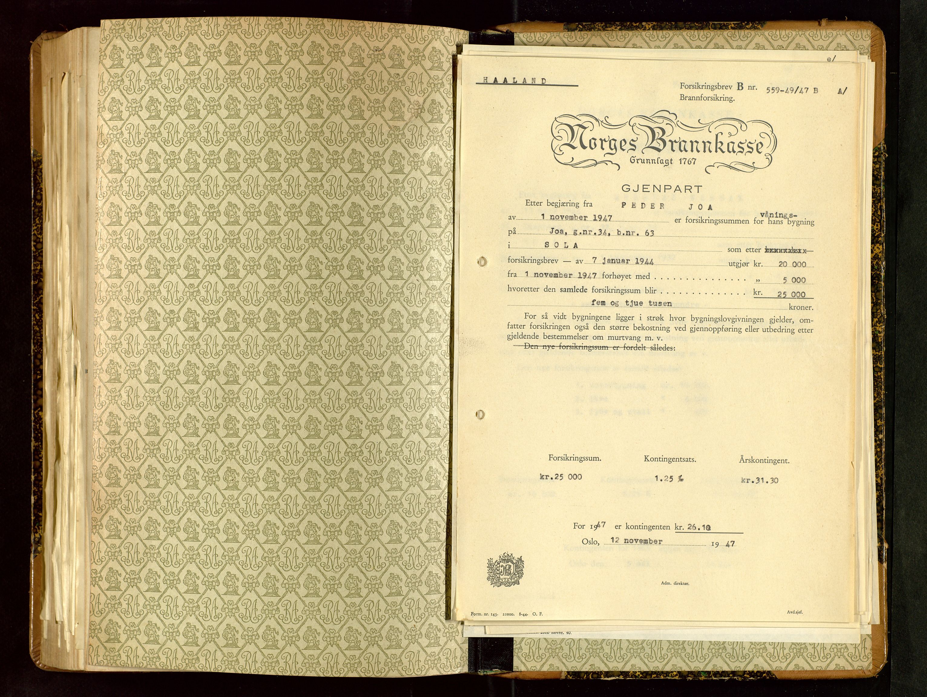 Håland lensmannskontor, SAST/A-100100/Gob/L0009: Branntakstprotokoll - skjematakst. Register i boken., 1930-1933