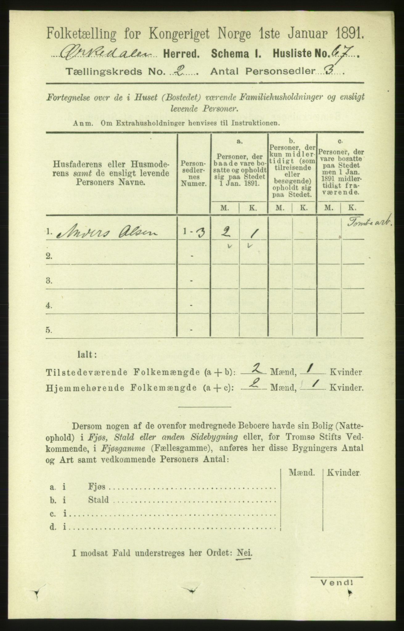 RA, Folketelling 1891 for 1638 Orkdal herred, 1891, s. 949