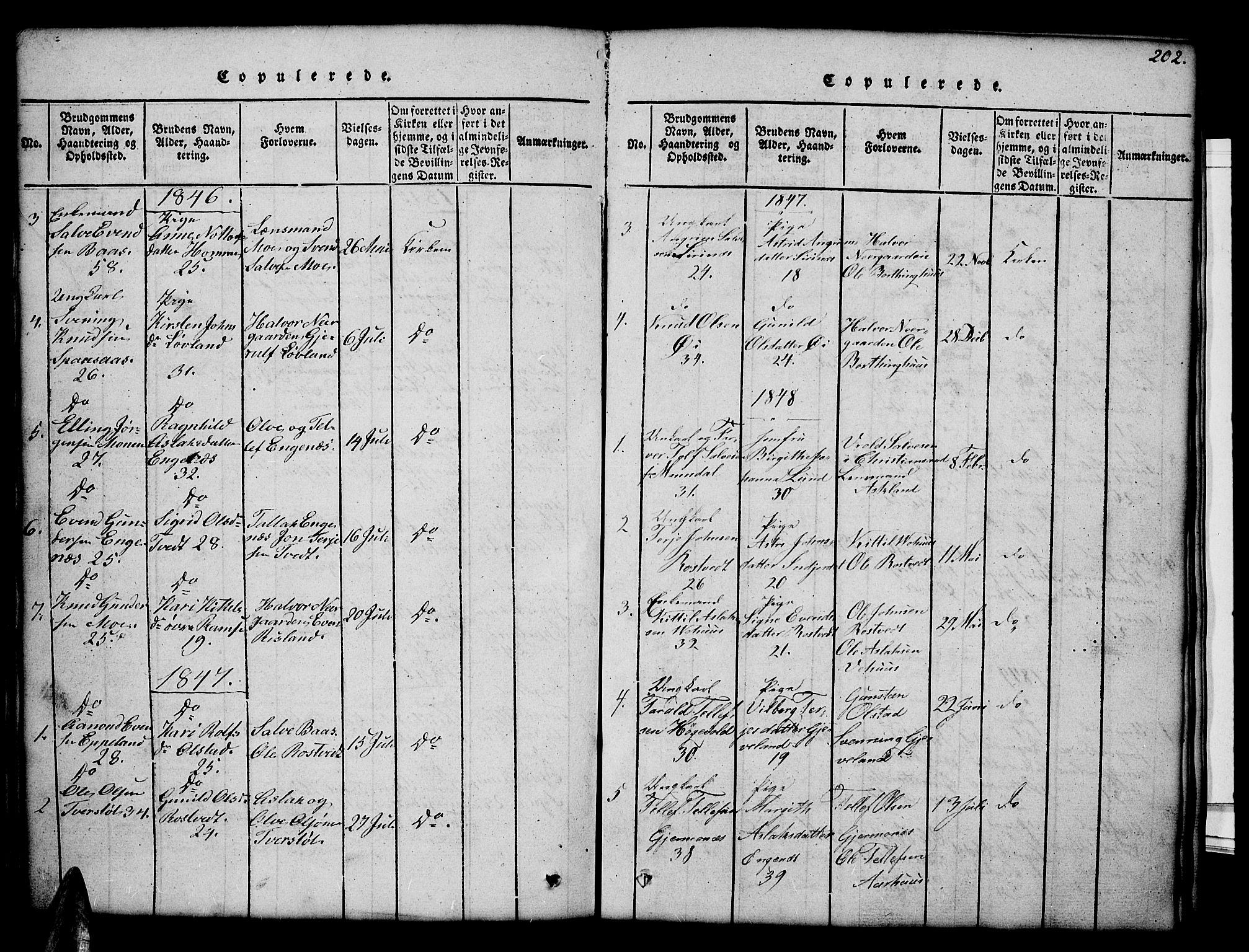 Åmli sokneprestkontor, SAK/1111-0050/F/Fb/Fbc/L0001: Klokkerbok nr. B 1, 1816-1867, s. 202