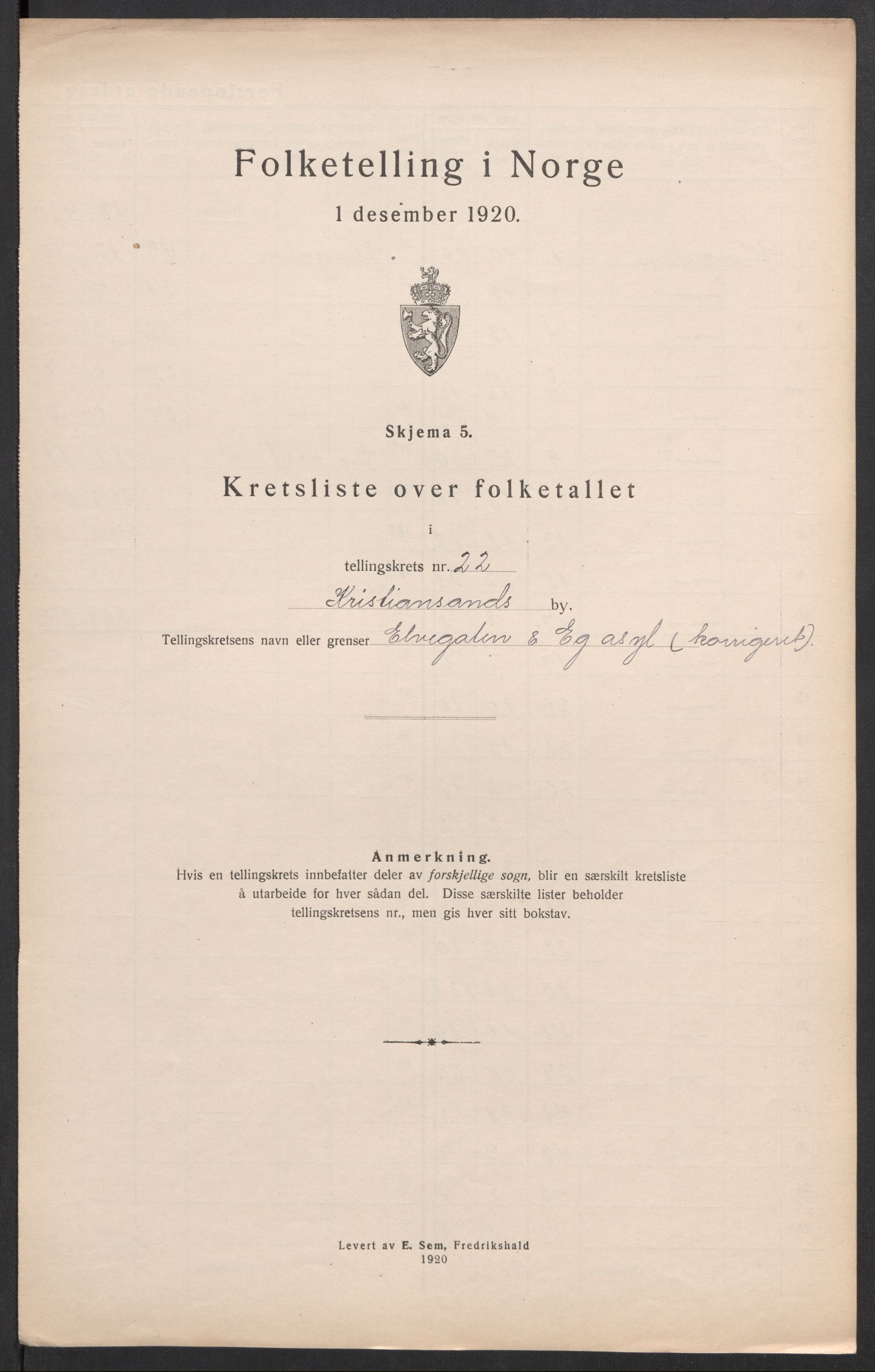 SAK, Folketelling 1920 for 1001 Kristiansand kjøpstad, 1920, s. 152