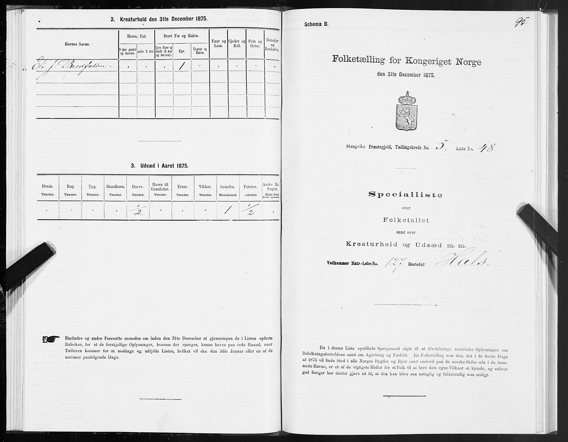 SAT, Folketelling 1875 for 1564P Stangvik prestegjeld, 1875, s. 3095