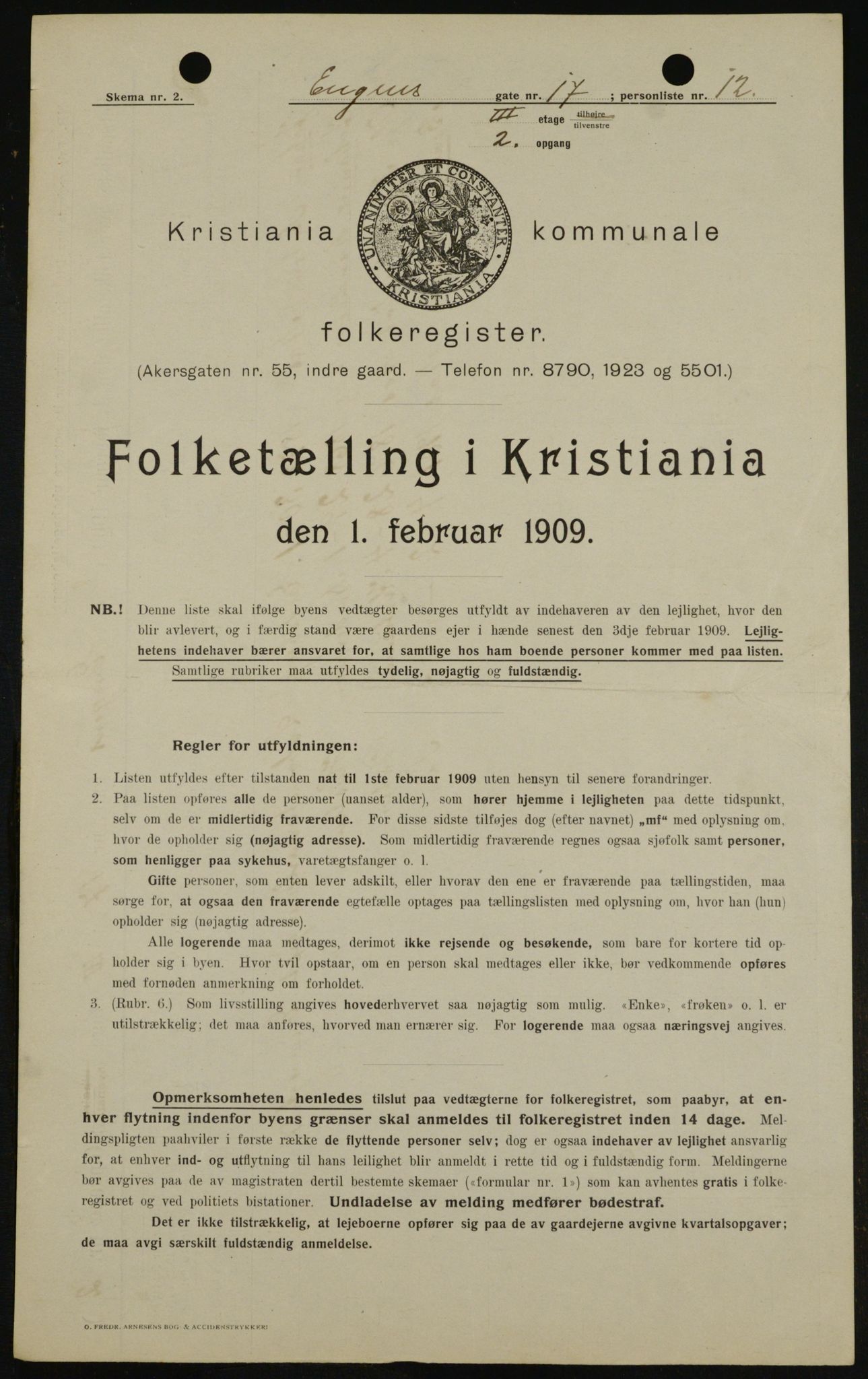 OBA, Kommunal folketelling 1.2.1909 for Kristiania kjøpstad, 1909, s. 19801