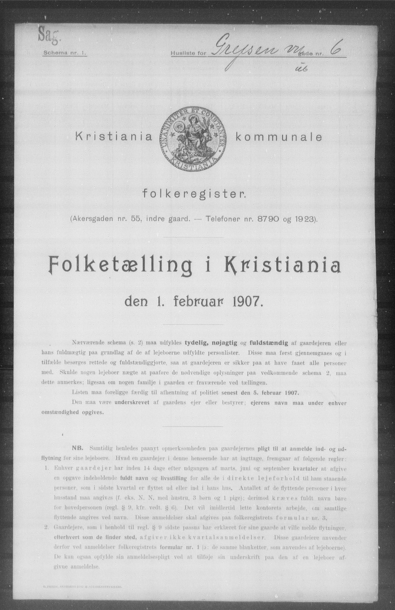 OBA, Kommunal folketelling 1.2.1907 for Kristiania kjøpstad, 1907, s. 14979