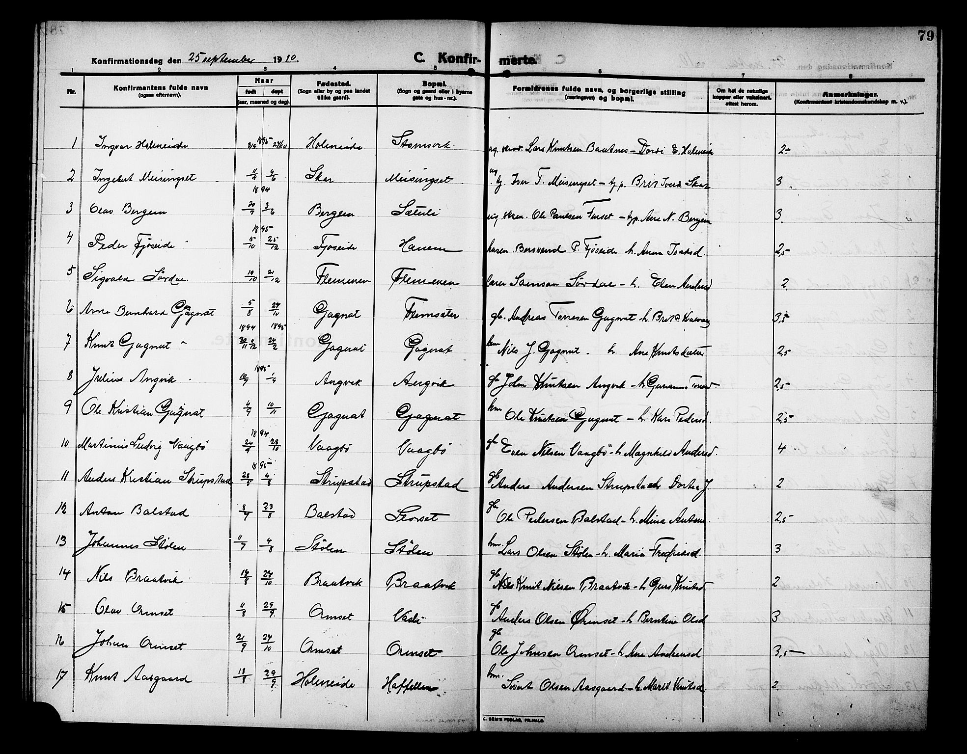 Ministerialprotokoller, klokkerbøker og fødselsregistre - Møre og Romsdal, AV/SAT-A-1454/586/L0993: Klokkerbok nr. 586C04, 1910-1918, s. 79