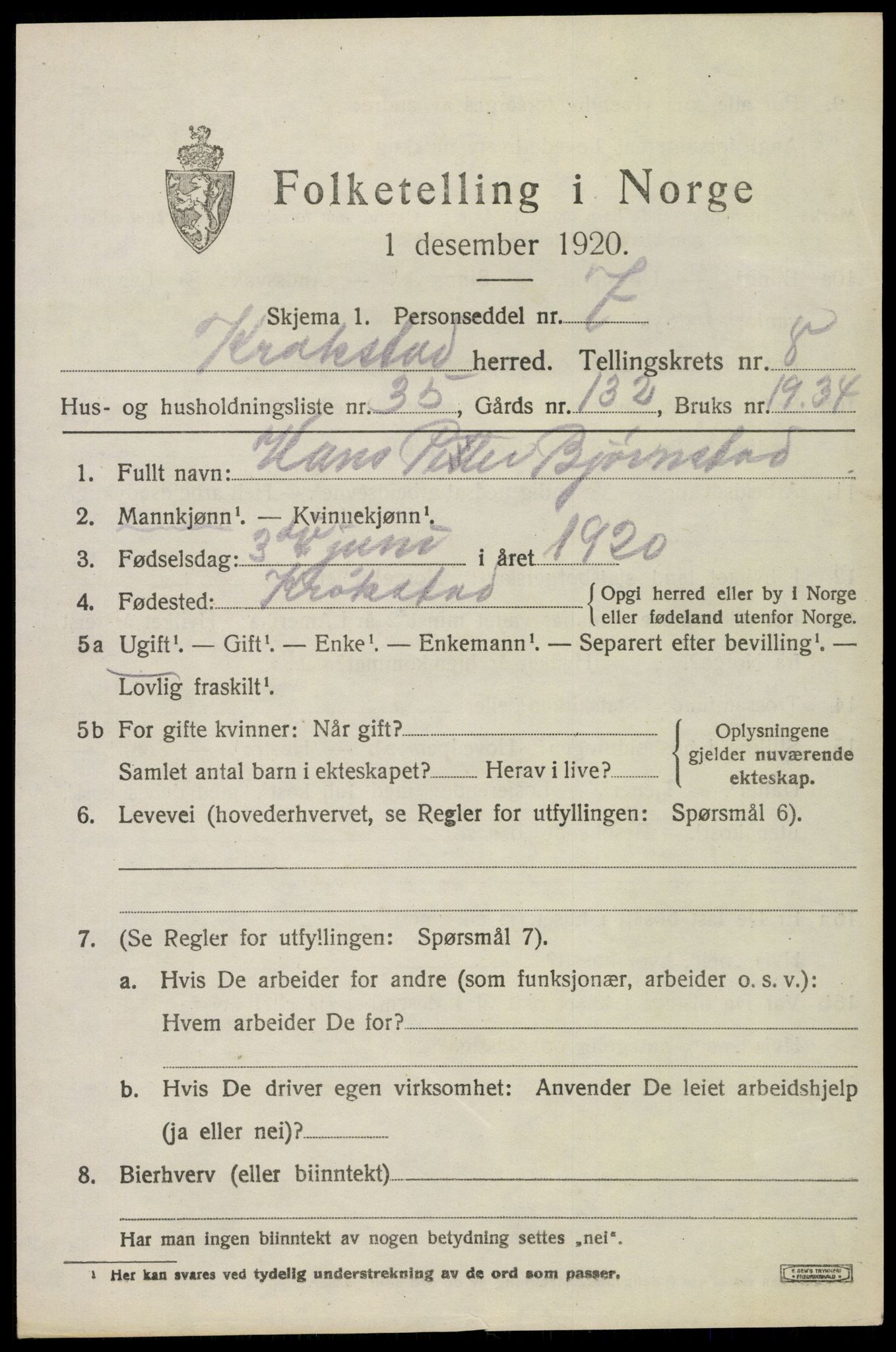 SAO, Folketelling 1920 for 0212 Kråkstad herred, 1920, s. 8725