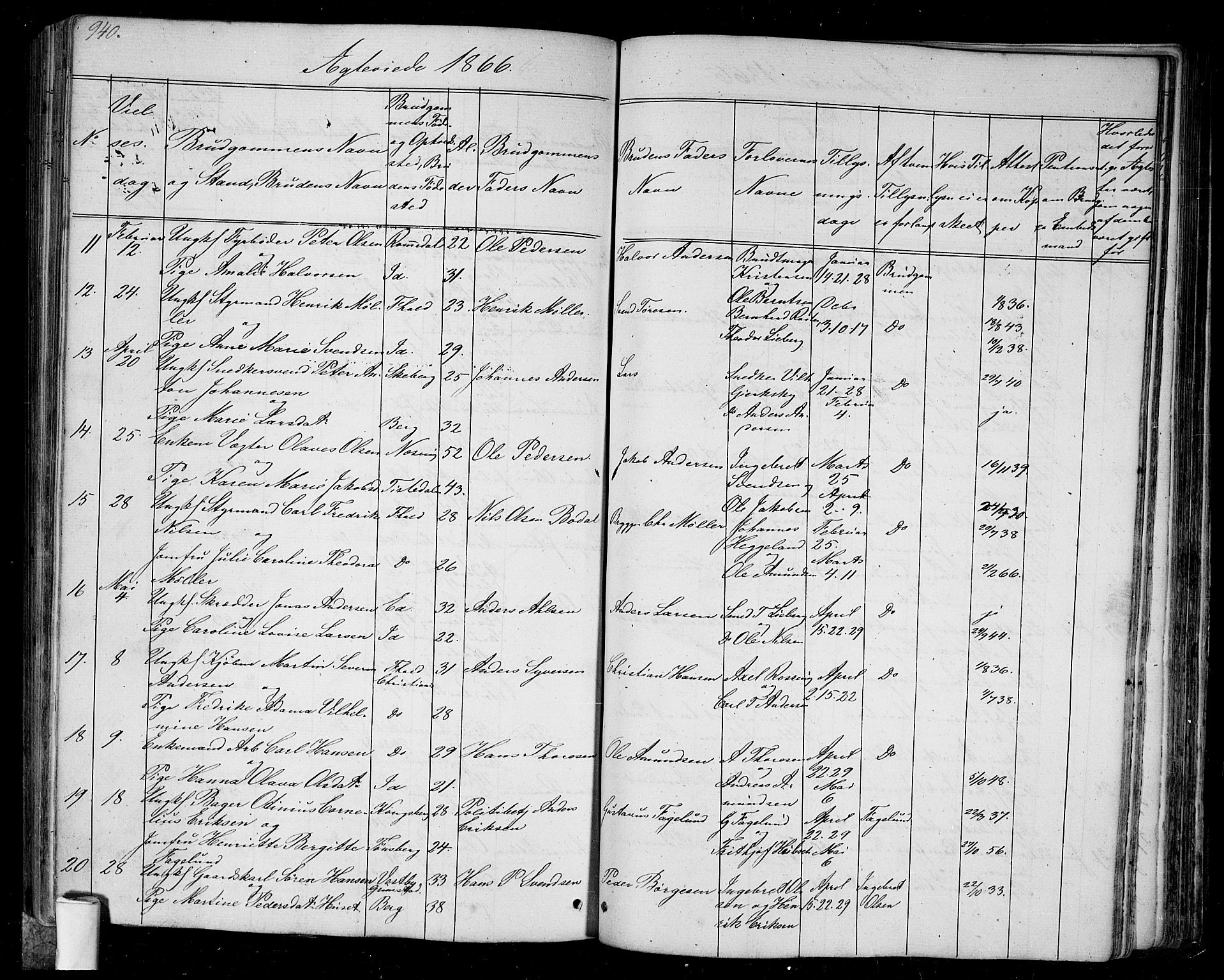 Halden prestekontor Kirkebøker, AV/SAO-A-10909/G/Ga/L0005b: Klokkerbok nr. 5B, 1864-1868, s. 940