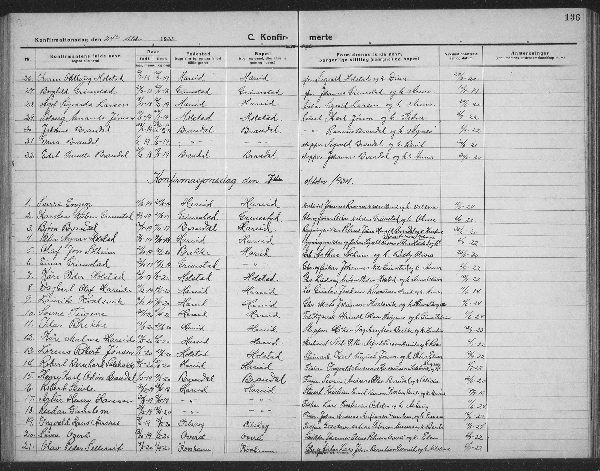 Ministerialprotokoller, klokkerbøker og fødselsregistre - Møre og Romsdal, AV/SAT-A-1454/510/L0127: Klokkerbok nr. 510C04, 1923-1939, s. 136