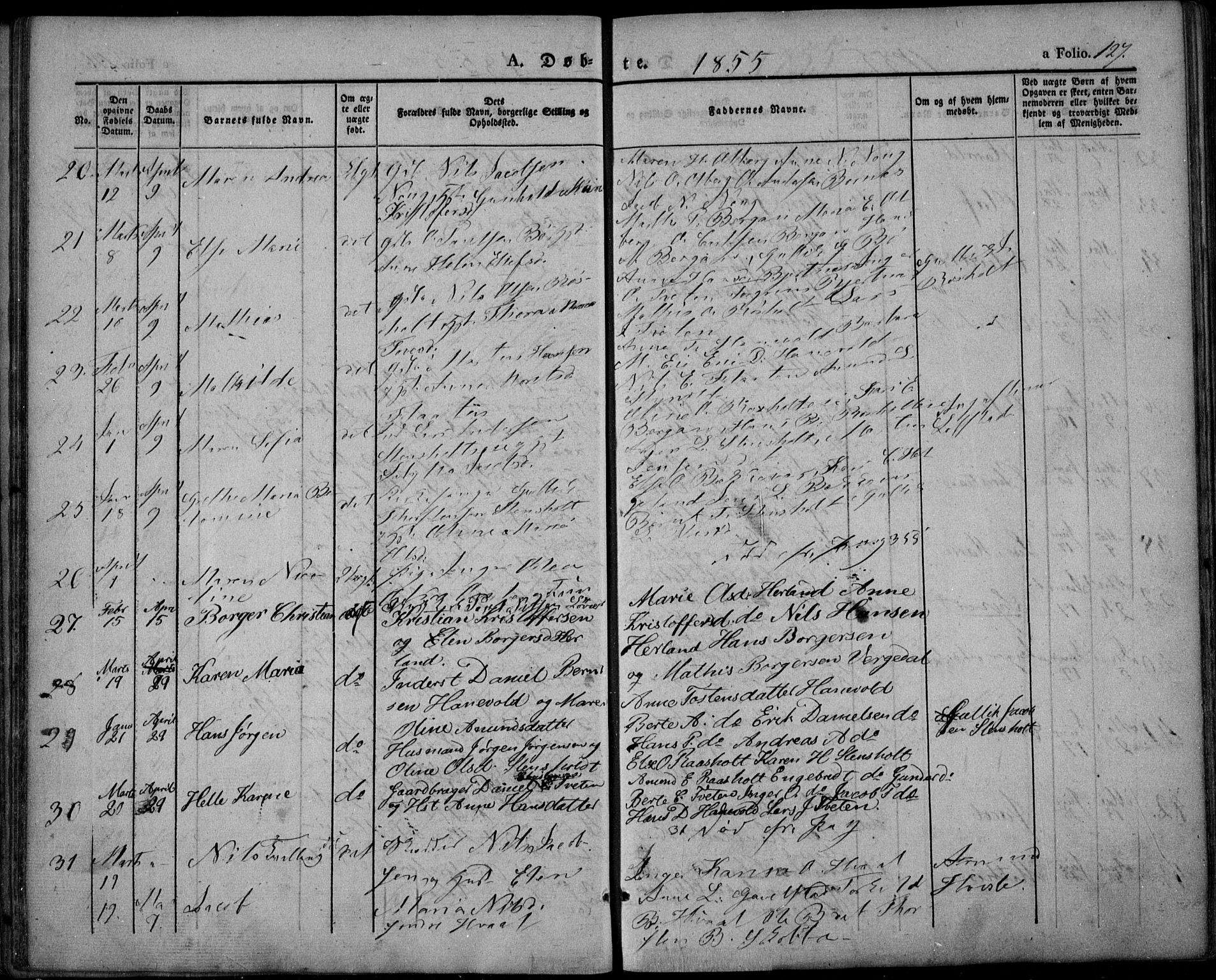 Lardal kirkebøker, AV/SAKO-A-350/F/Fa/L0006: Ministerialbok nr. I 6, 1835-1860, s. 127