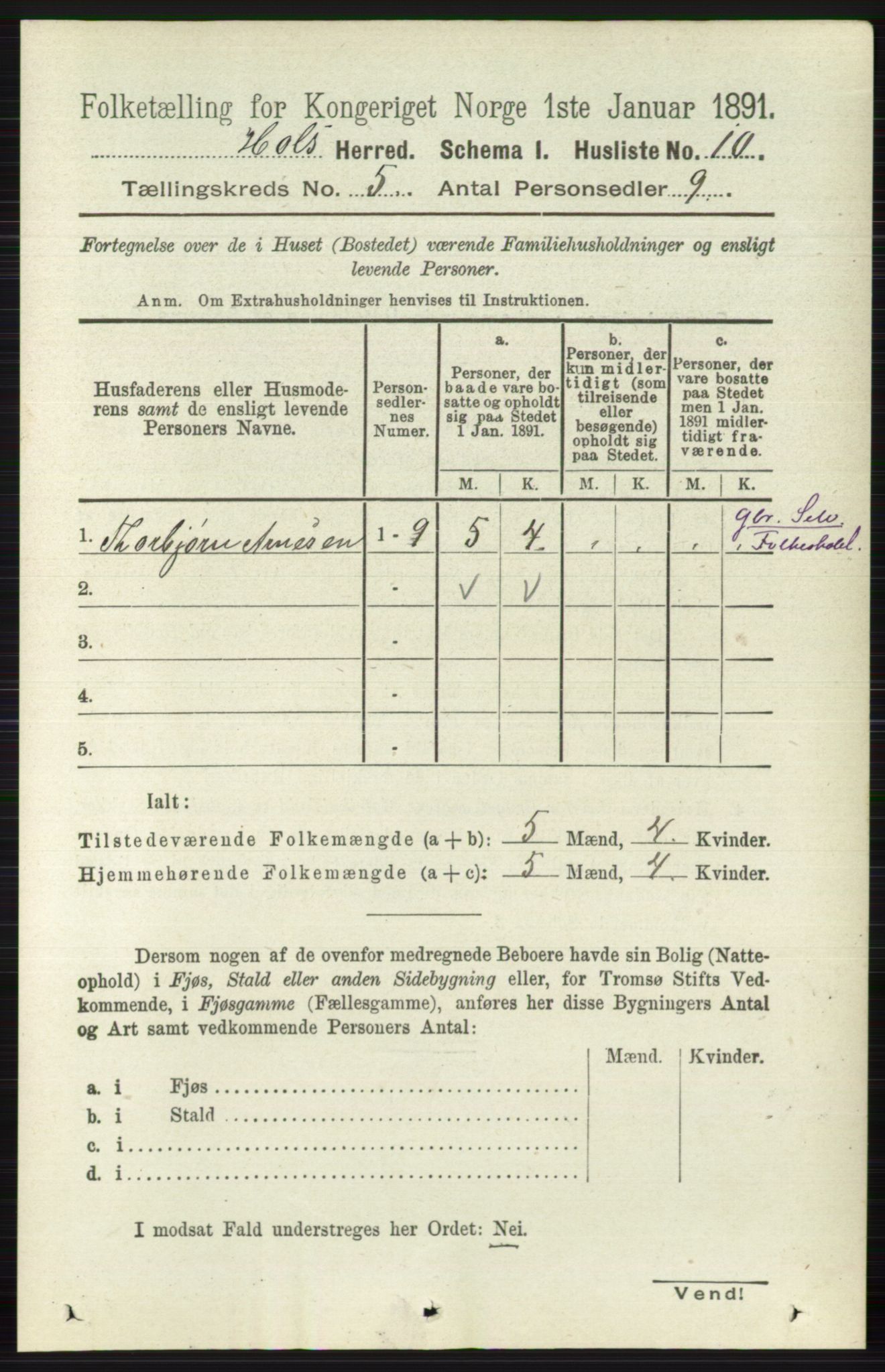 RA, Folketelling 1891 for 0620 Hol herred, 1891, s. 1427