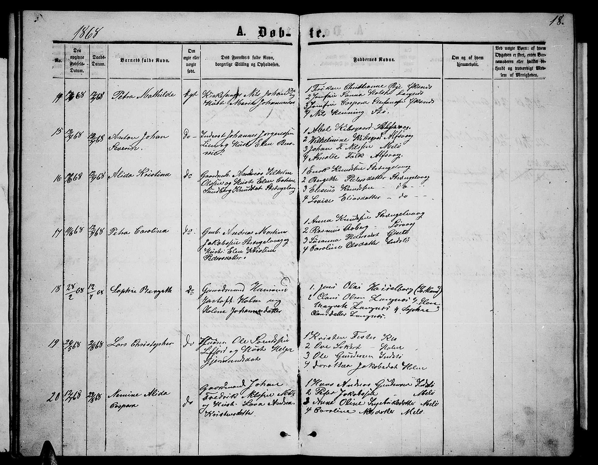 Ministerialprotokoller, klokkerbøker og fødselsregistre - Nordland, AV/SAT-A-1459/894/L1358: Klokkerbok nr. 894C01, 1864-1877, s. 18