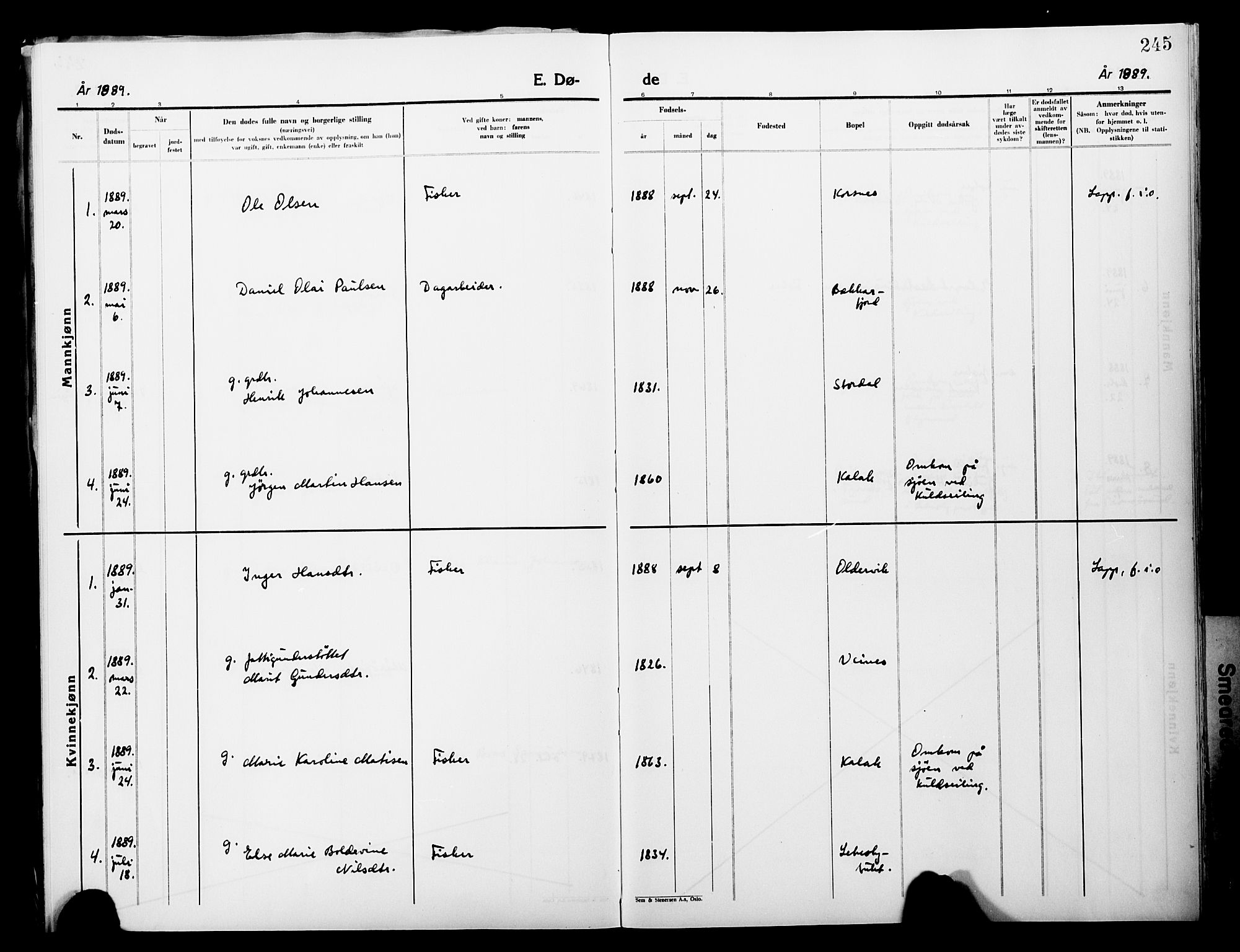 Lebesby sokneprestkontor, AV/SATØ-S-1353/H/Ha/L0004kirke: Ministerialbok nr. 4, 1870-1902, s. 245