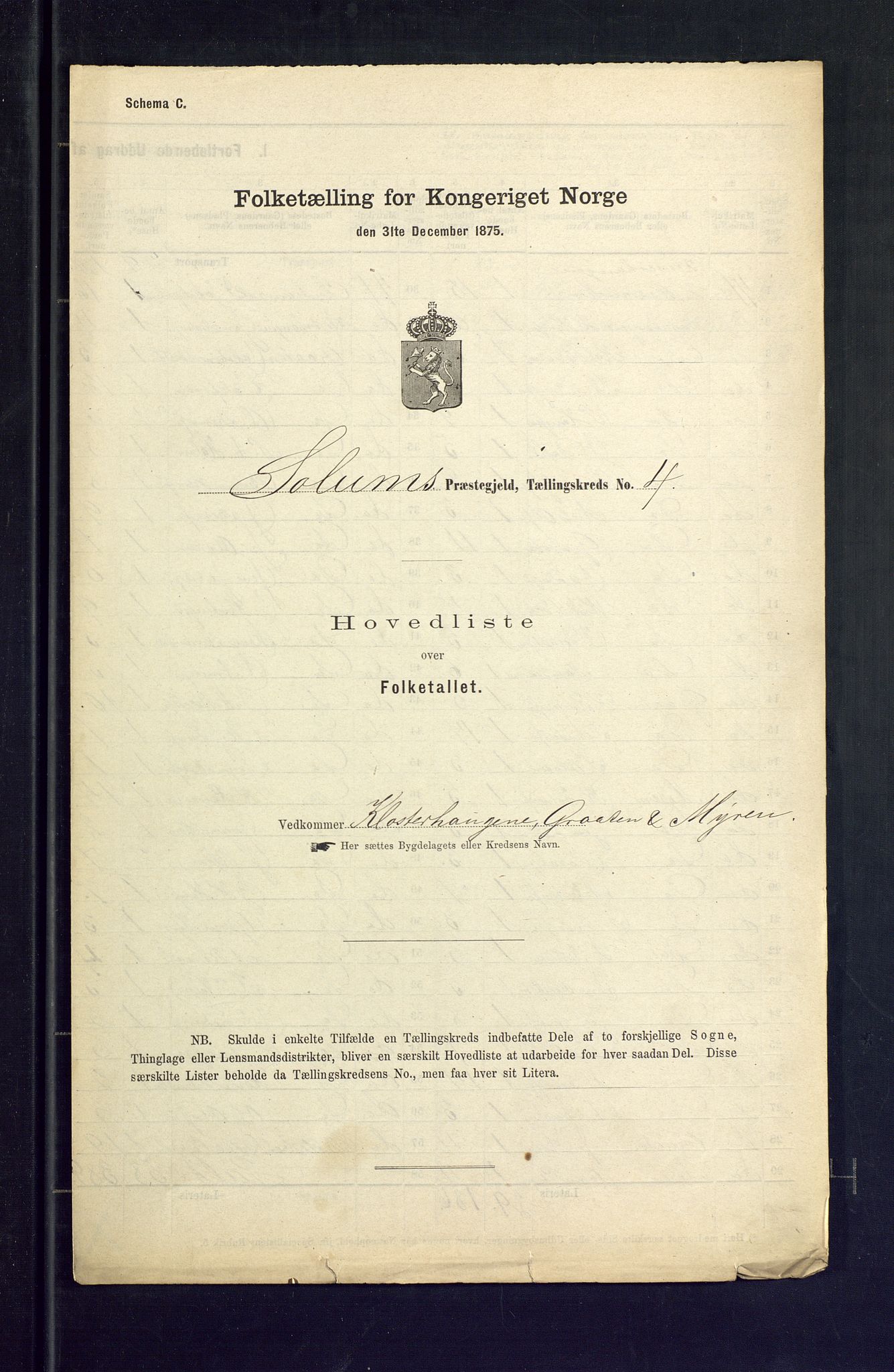 SAKO, Folketelling 1875 for 0818P Solum prestegjeld, 1875, s. 19