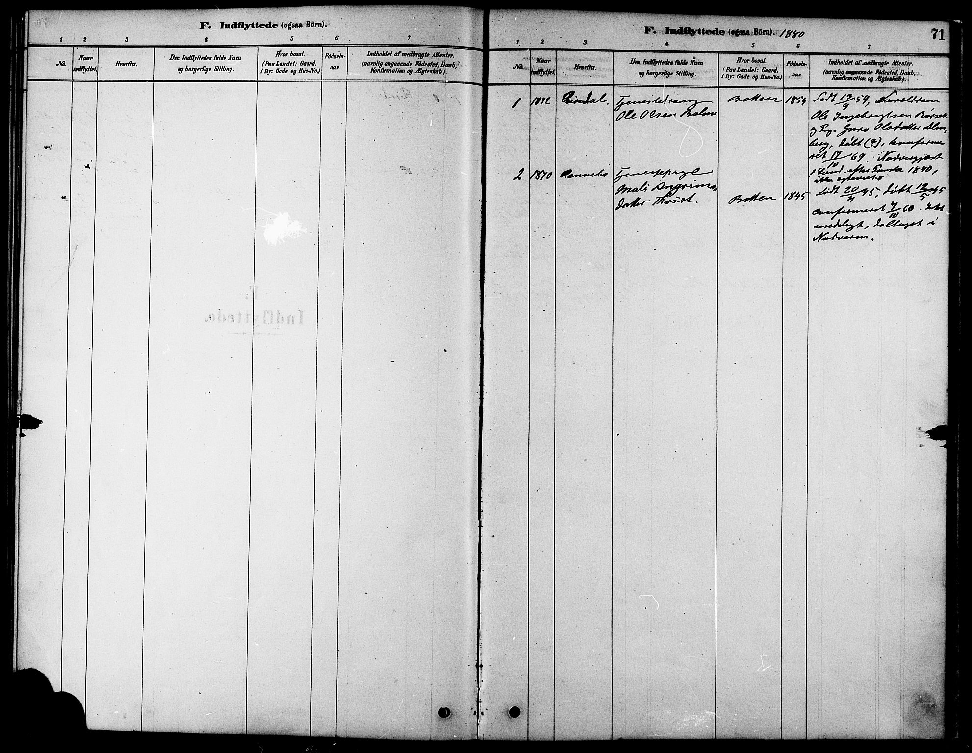 Ministerialprotokoller, klokkerbøker og fødselsregistre - Møre og Romsdal, SAT/A-1454/580/L0924: Ministerialbok nr. 580A01, 1878-1887, s. 71