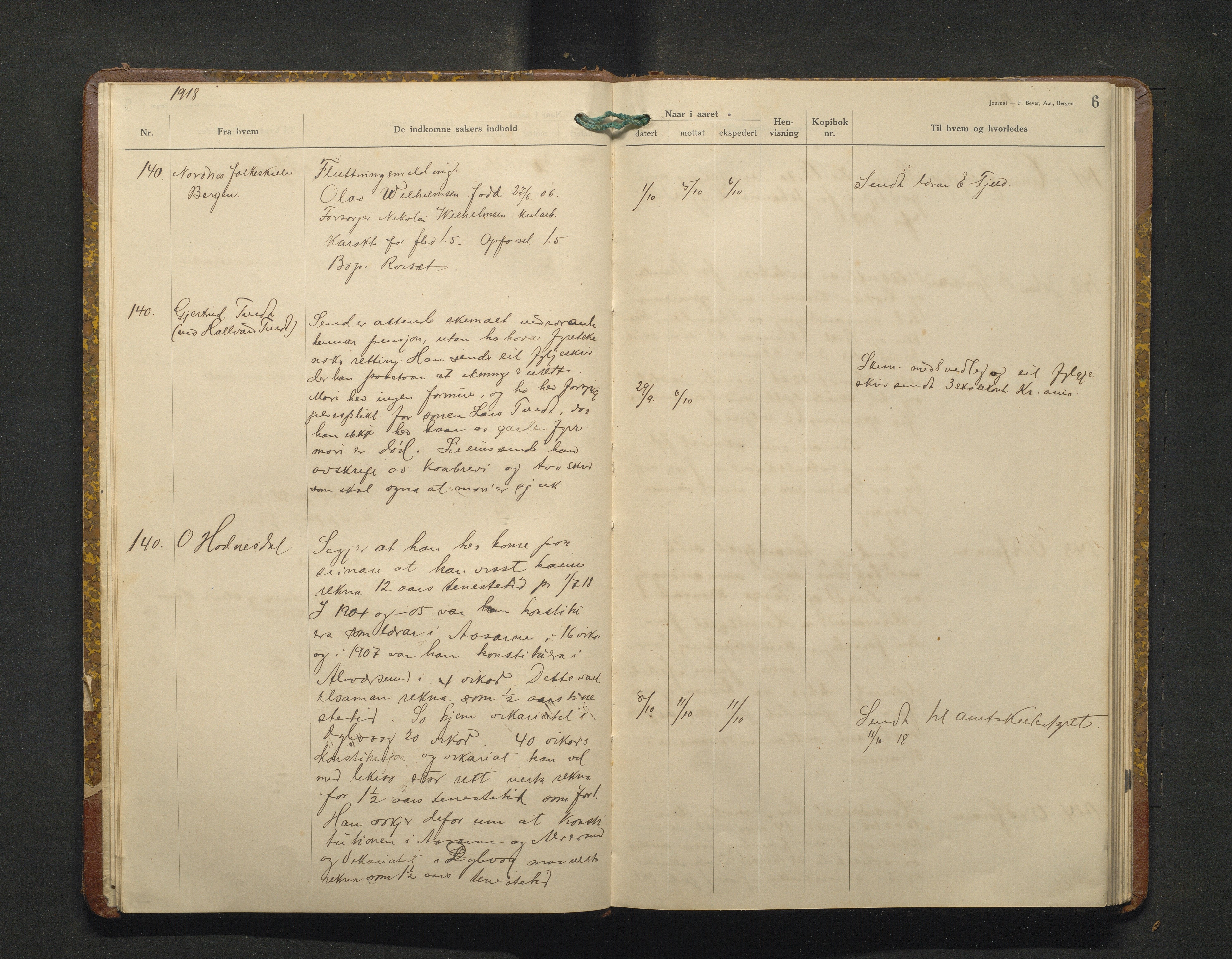 Alversund kommune. Skulestyret, IKAH/1257-211/C/Ca/L0005: Brevjournal for Alversund skulestyre, 1918-1920