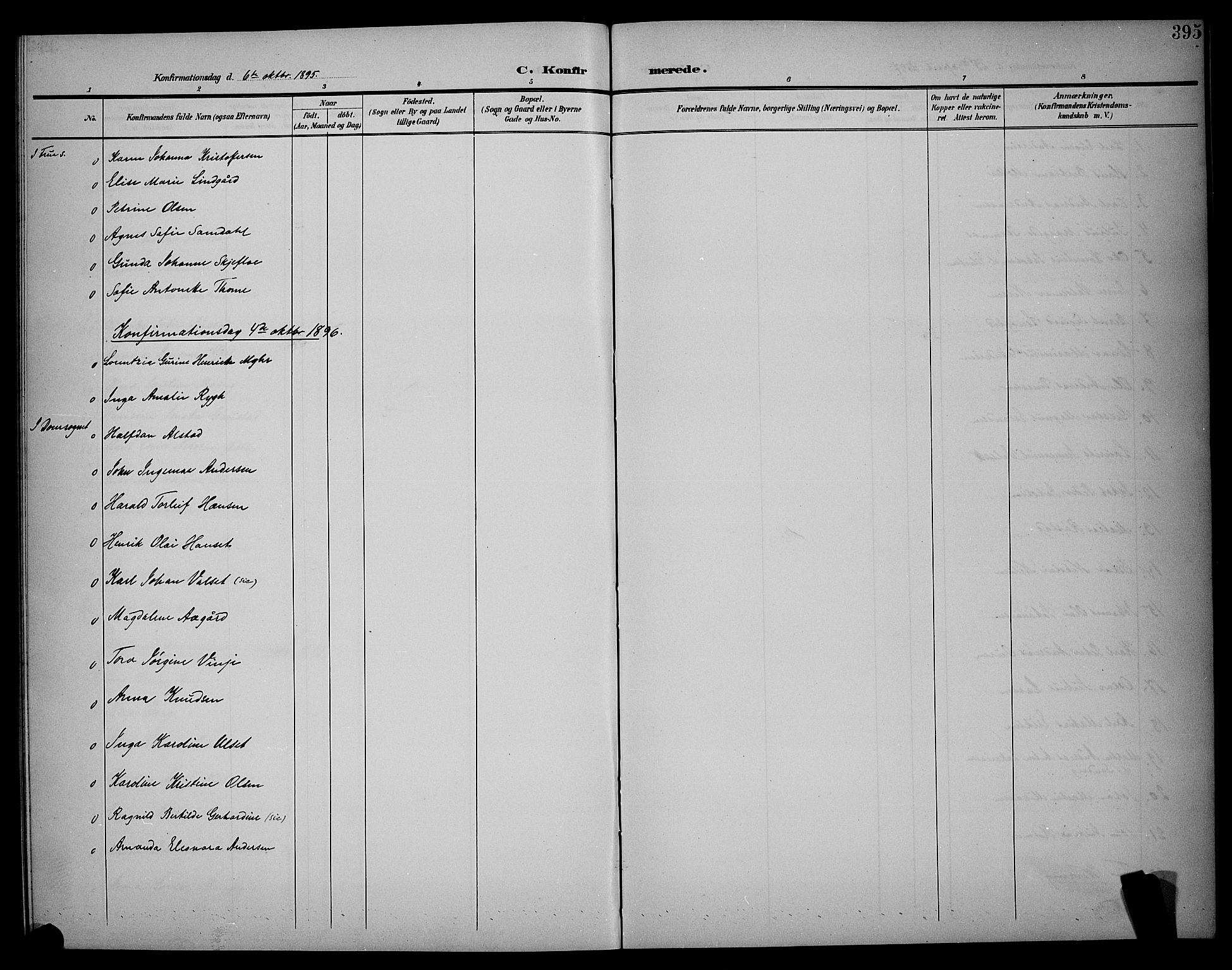 Ministerialprotokoller, klokkerbøker og fødselsregistre - Sør-Trøndelag, SAT/A-1456/604/L0225: Klokkerbok nr. 604C08, 1895-1899, s. 395
