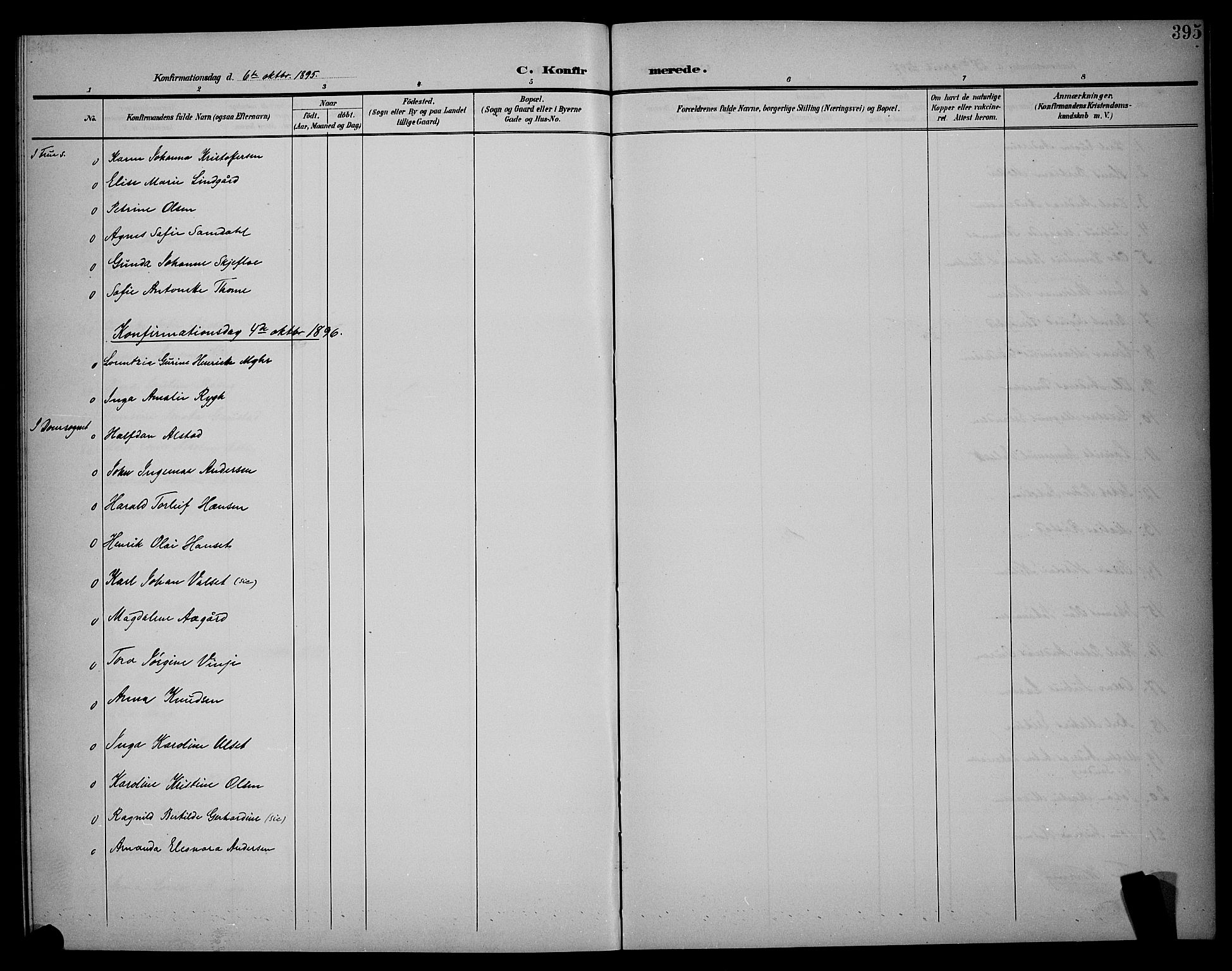 Ministerialprotokoller, klokkerbøker og fødselsregistre - Sør-Trøndelag, AV/SAT-A-1456/604/L0225: Klokkerbok nr. 604C08, 1895-1899, s. 395