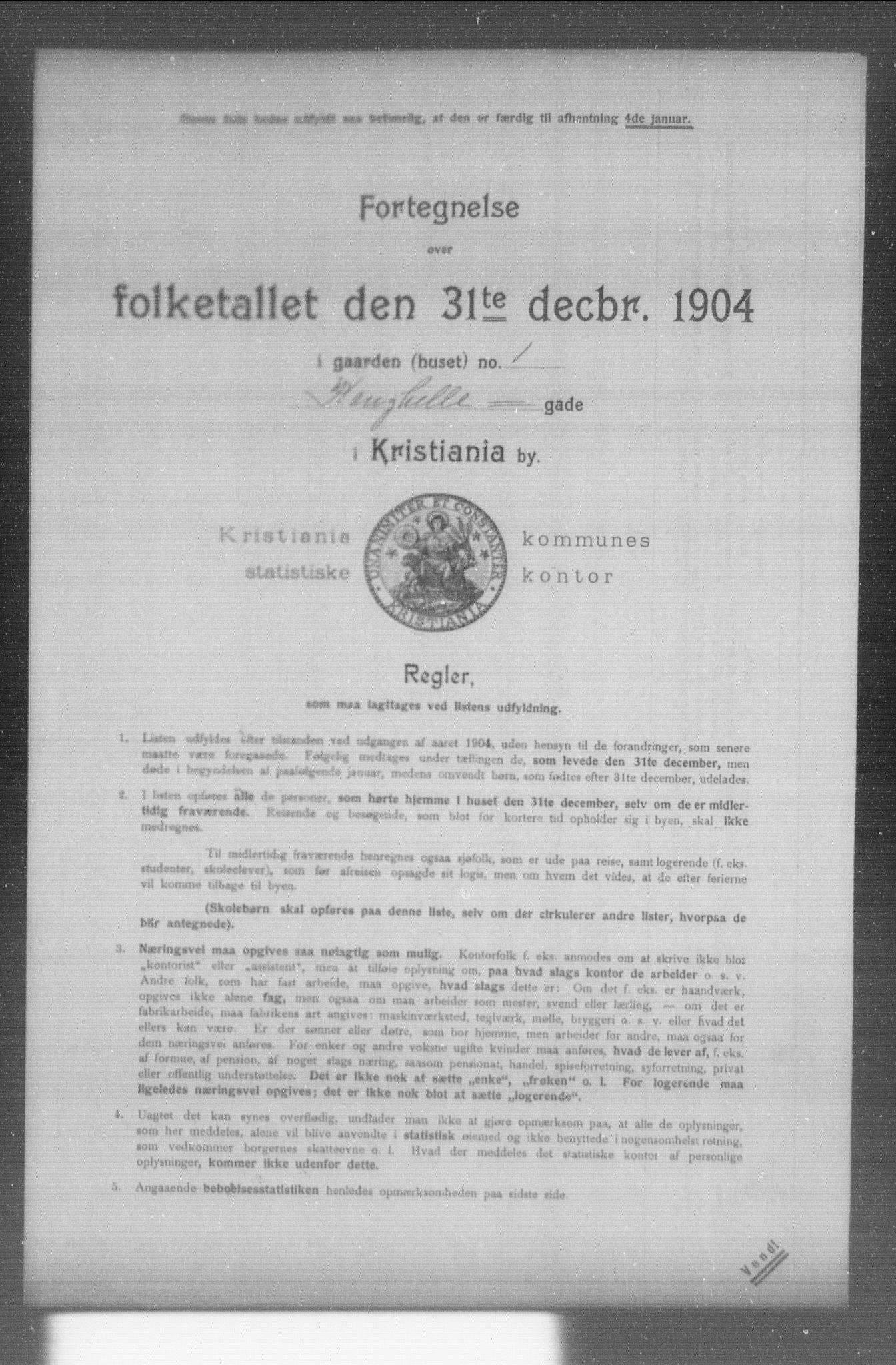 OBA, Kommunal folketelling 31.12.1904 for Kristiania kjøpstad, 1904, s. 10129