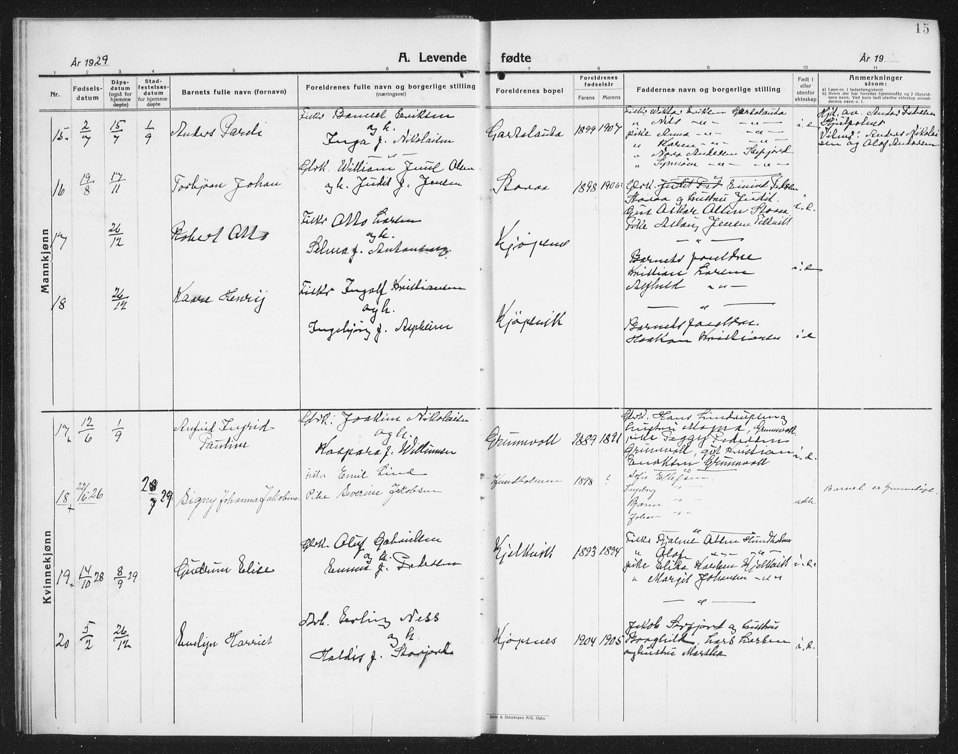 Ministerialprotokoller, klokkerbøker og fødselsregistre - Nordland, AV/SAT-A-1459/861/L0879: Klokkerbok nr. 861C05, 1926-1939, s. 15