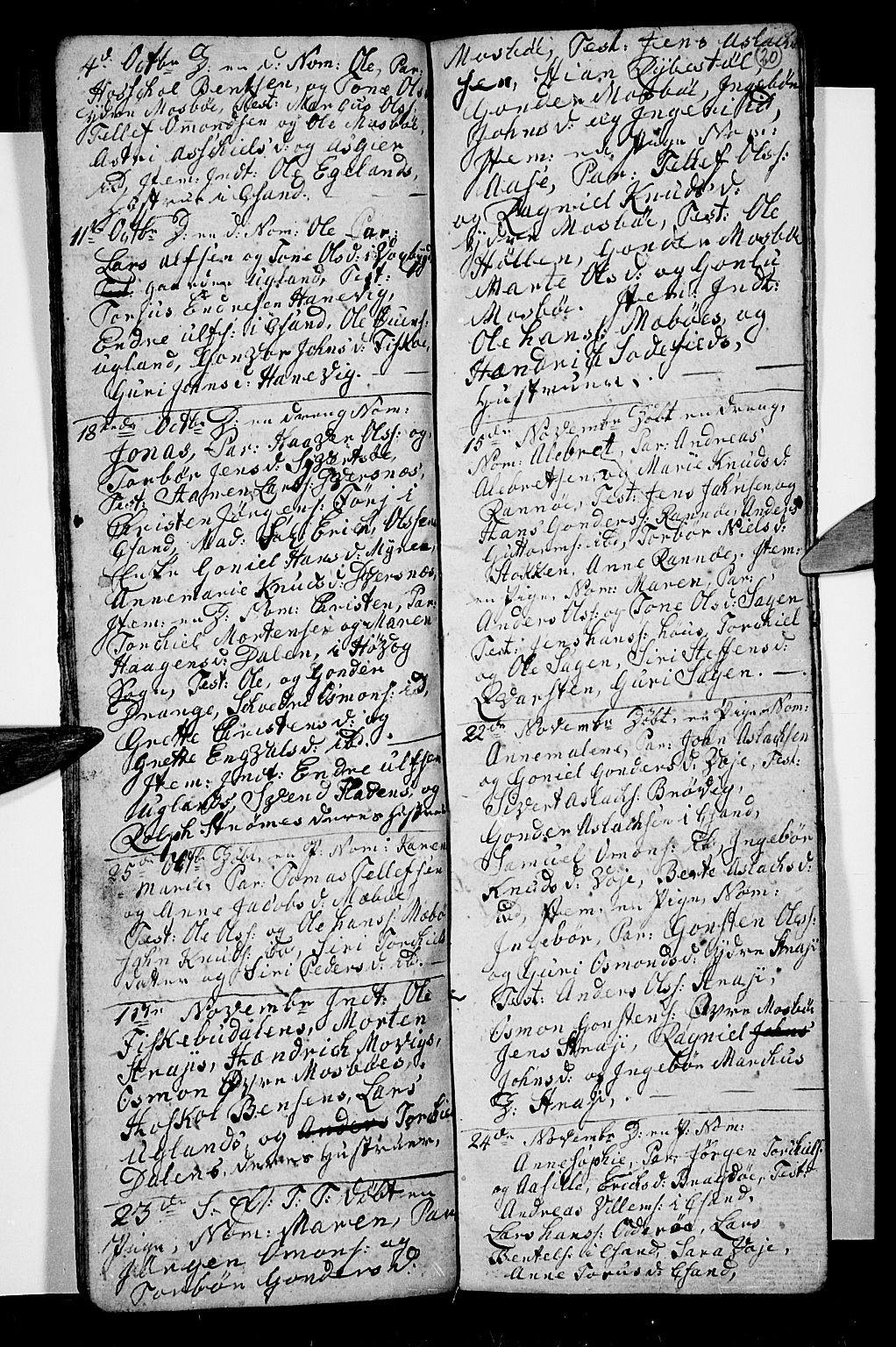 Oddernes sokneprestkontor, AV/SAK-1111-0033/F/Fb/Fba/L0002: Klokkerbok nr. B 2, 1791-1806, s. 20
