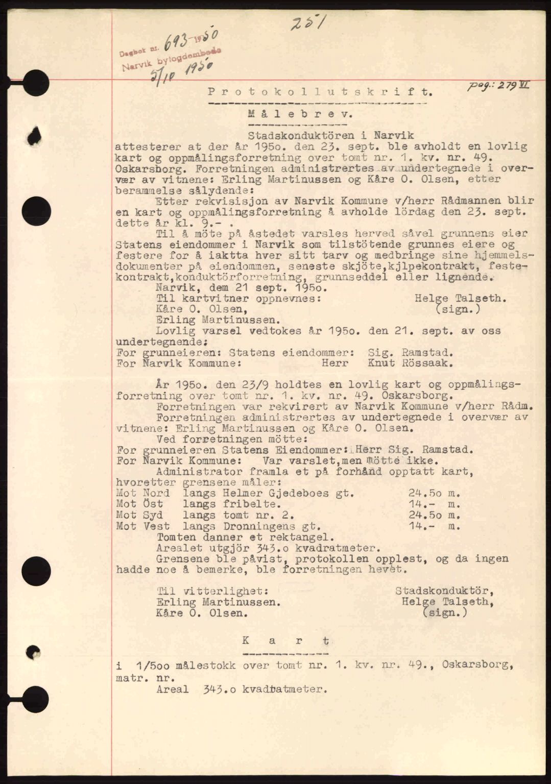 Narvik sorenskriveri, SAT/A-0002/1/2/2C/2Ca: Pantebok nr. A26, 1950-1950, Dagboknr: 693/1950