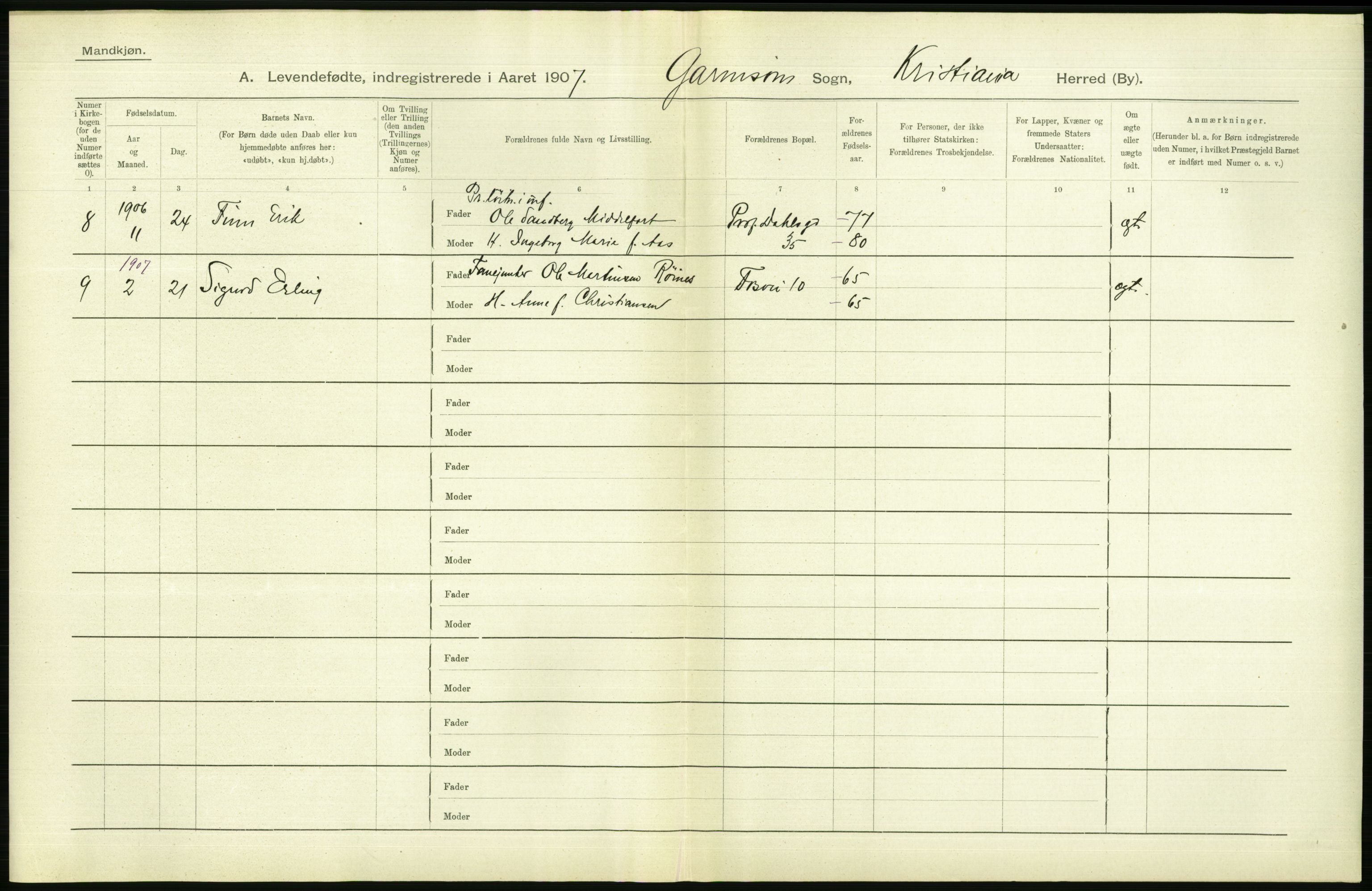 Statistisk sentralbyrå, Sosiodemografiske emner, Befolkning, AV/RA-S-2228/D/Df/Dfa/Dfae/L0007: Kristiania: Levendefødte menn og kvinner., 1907, s. 710