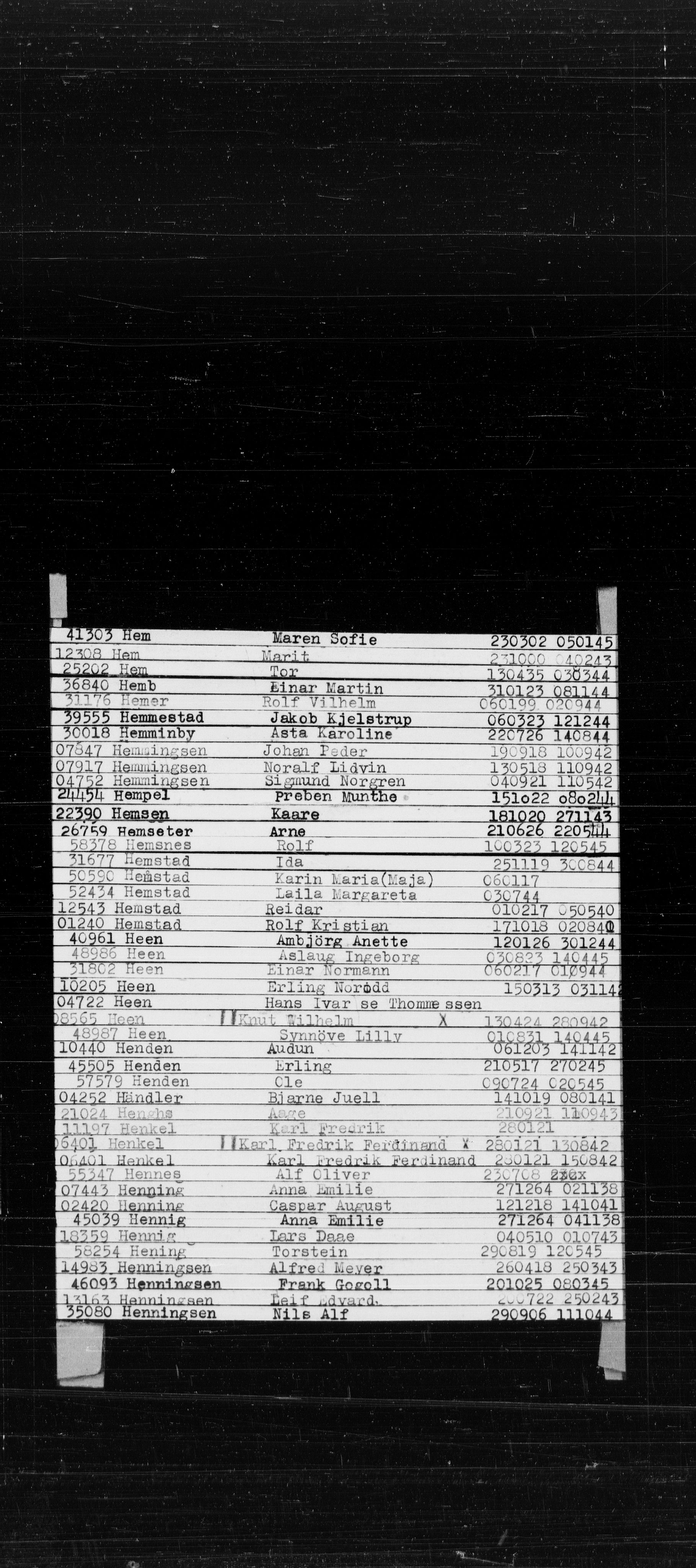 Utenriksstasjonene, Legasjonen i Stockholm, Flyktningkontoret, AV/RA-S-6753/V/Va/L0022: Alfabetisk register til Kjesäterkartoteket, 1940-1945, s. 311