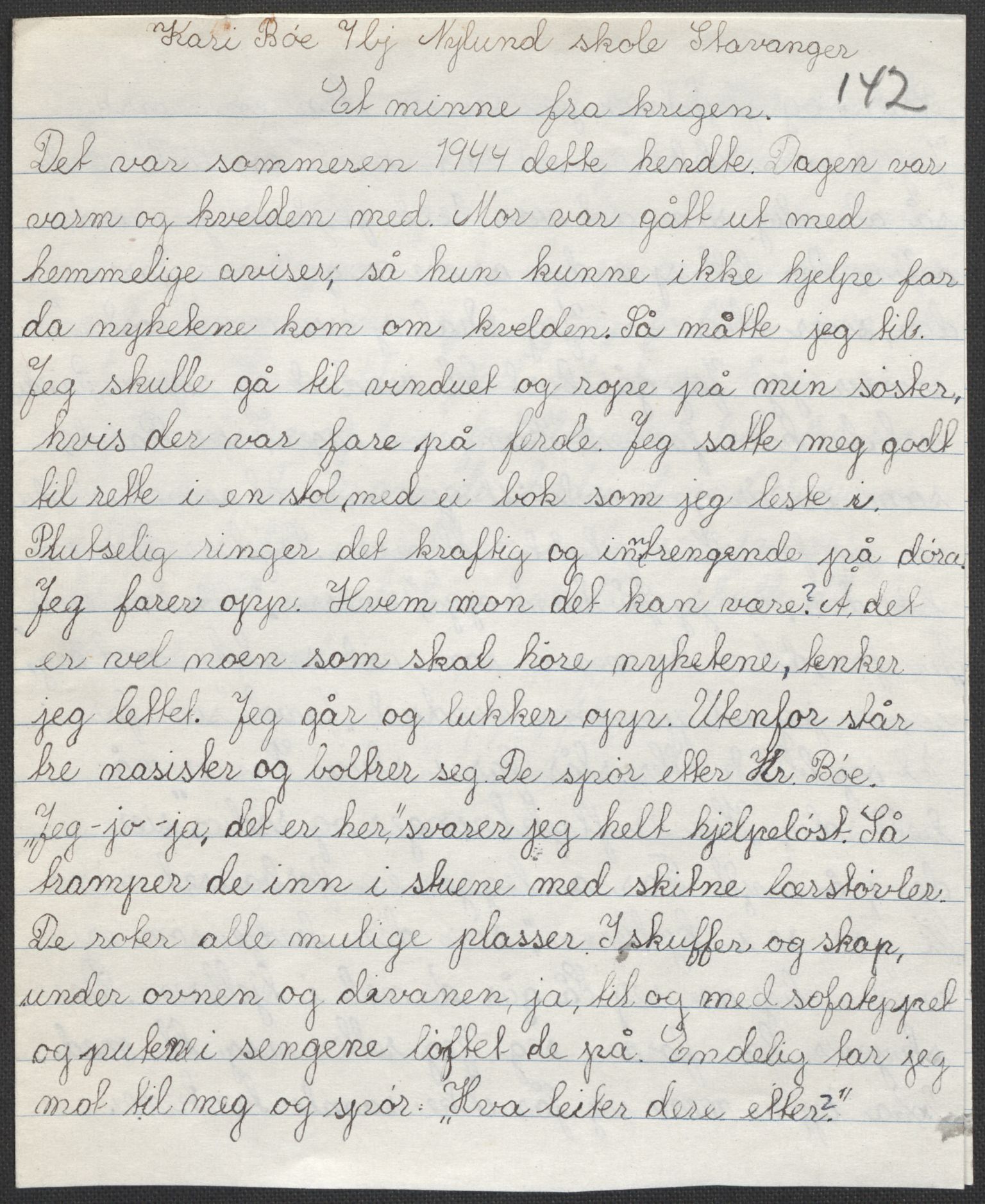 Det norske totalavholdsselskap, AV/RA-PA-0419/E/Eb/L0603: Skolestiler om krigstida (ordnet topografisk etter distrikt og skole), 1946, s. 467